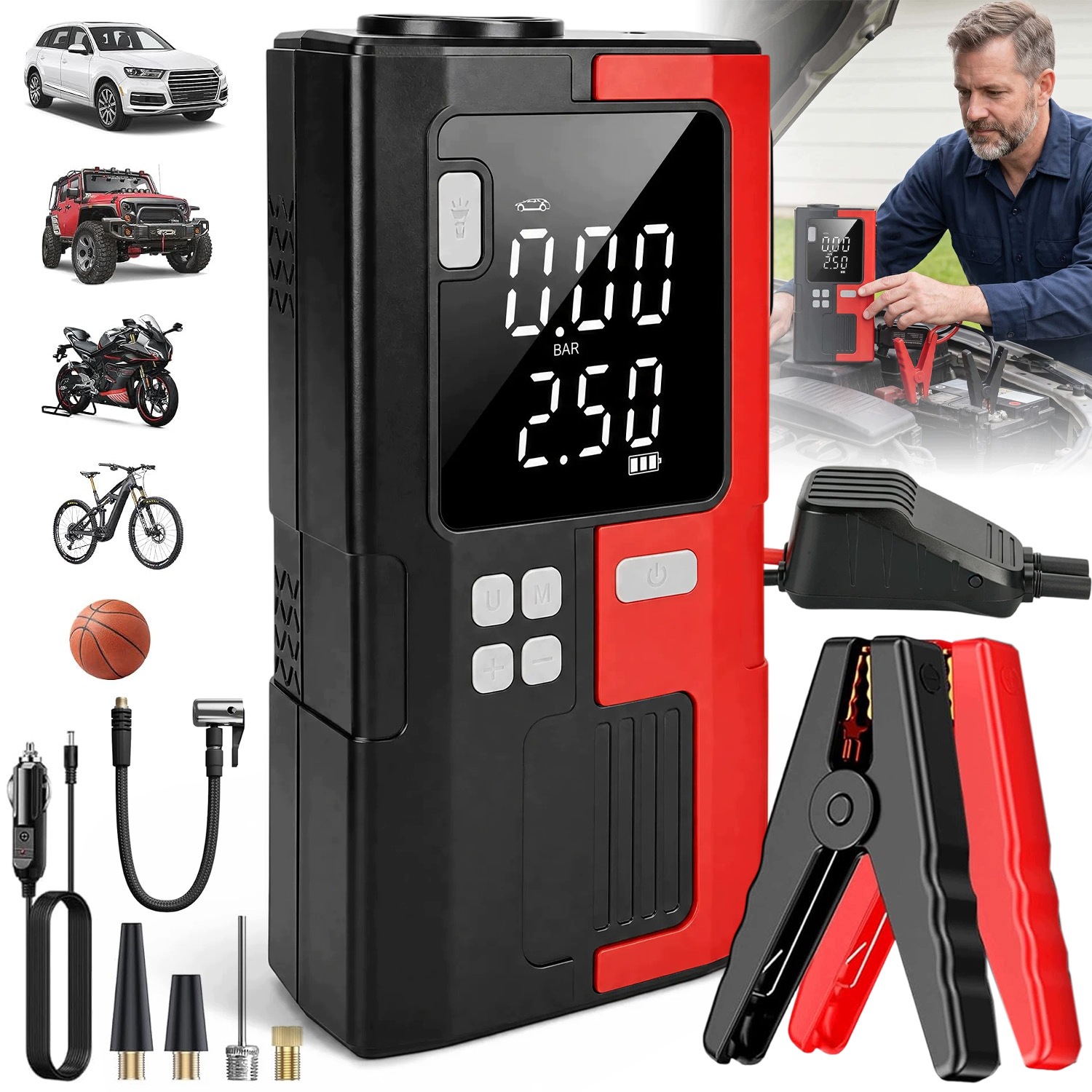 booster jump starter kompresor Led pumpa powerbank štartovanie auta suv diesel
