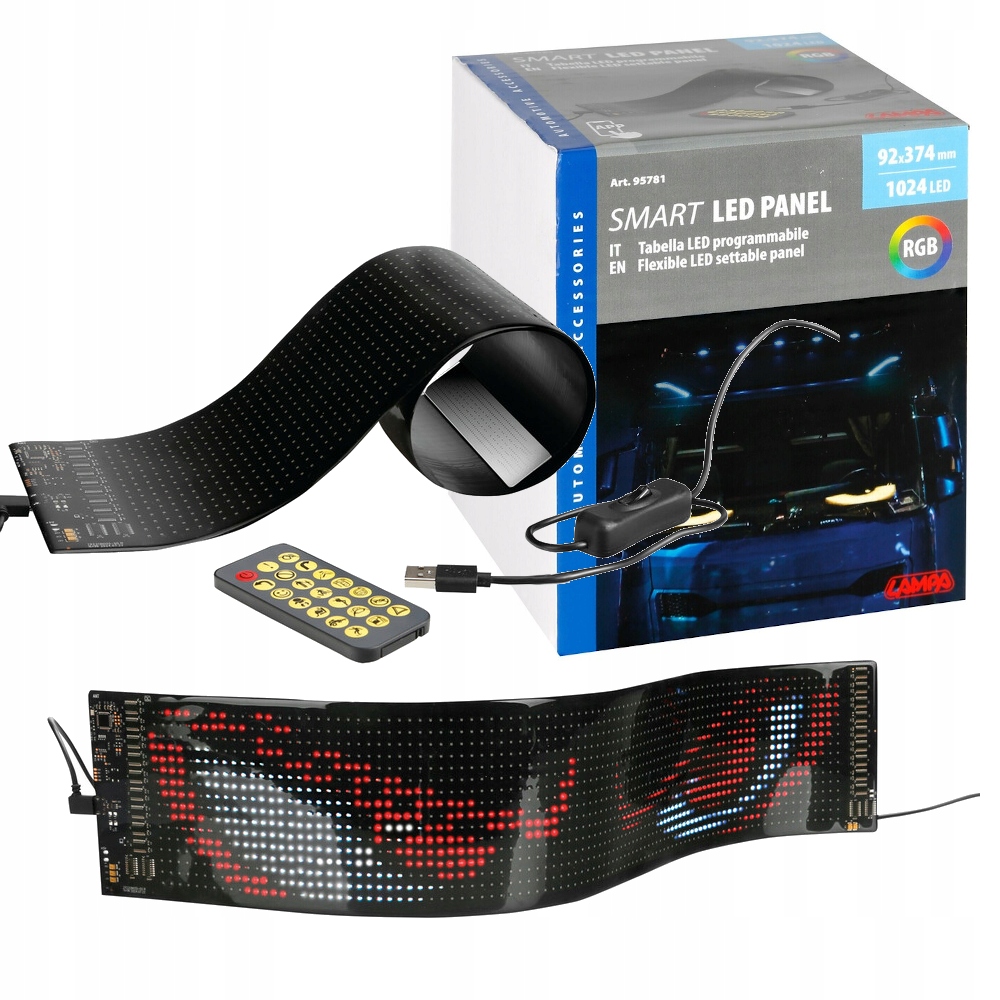 Inteligentní Led panel, konfigurovatelný Led panel 512 Led diod 92x374 mm