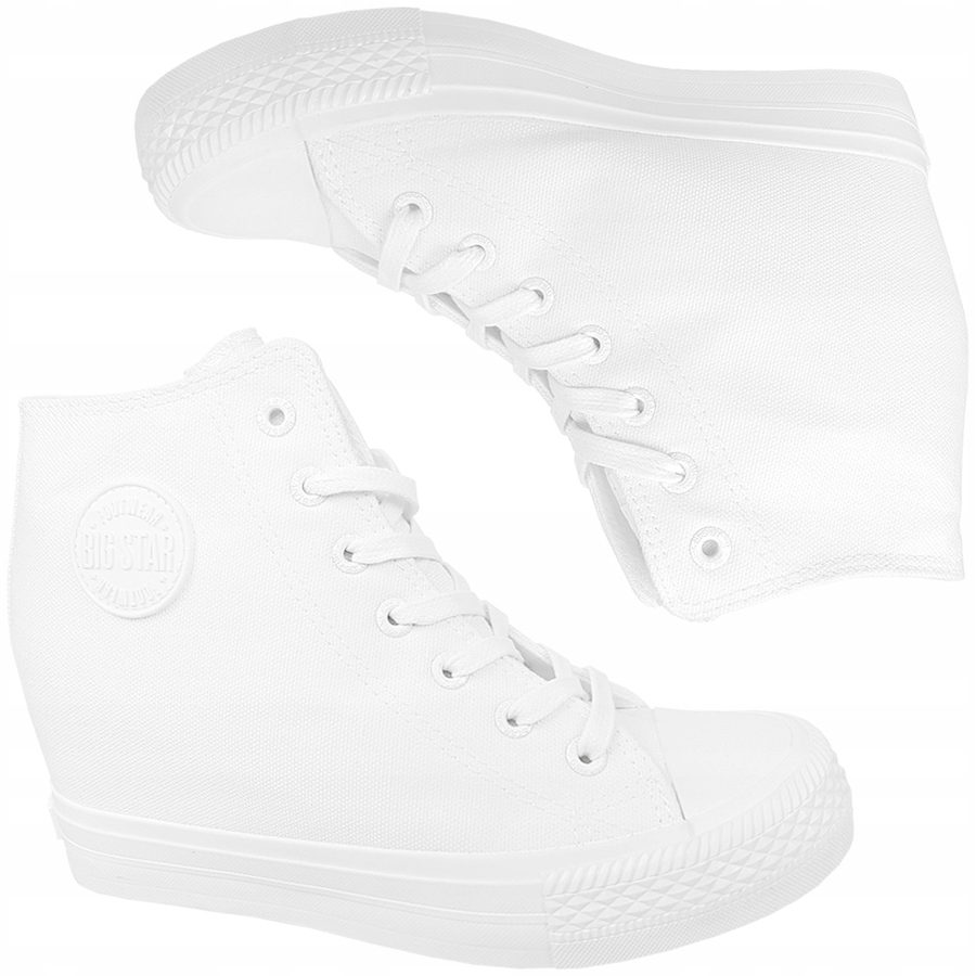 

Trampki Big Star białe buty na koturnie FF274a192