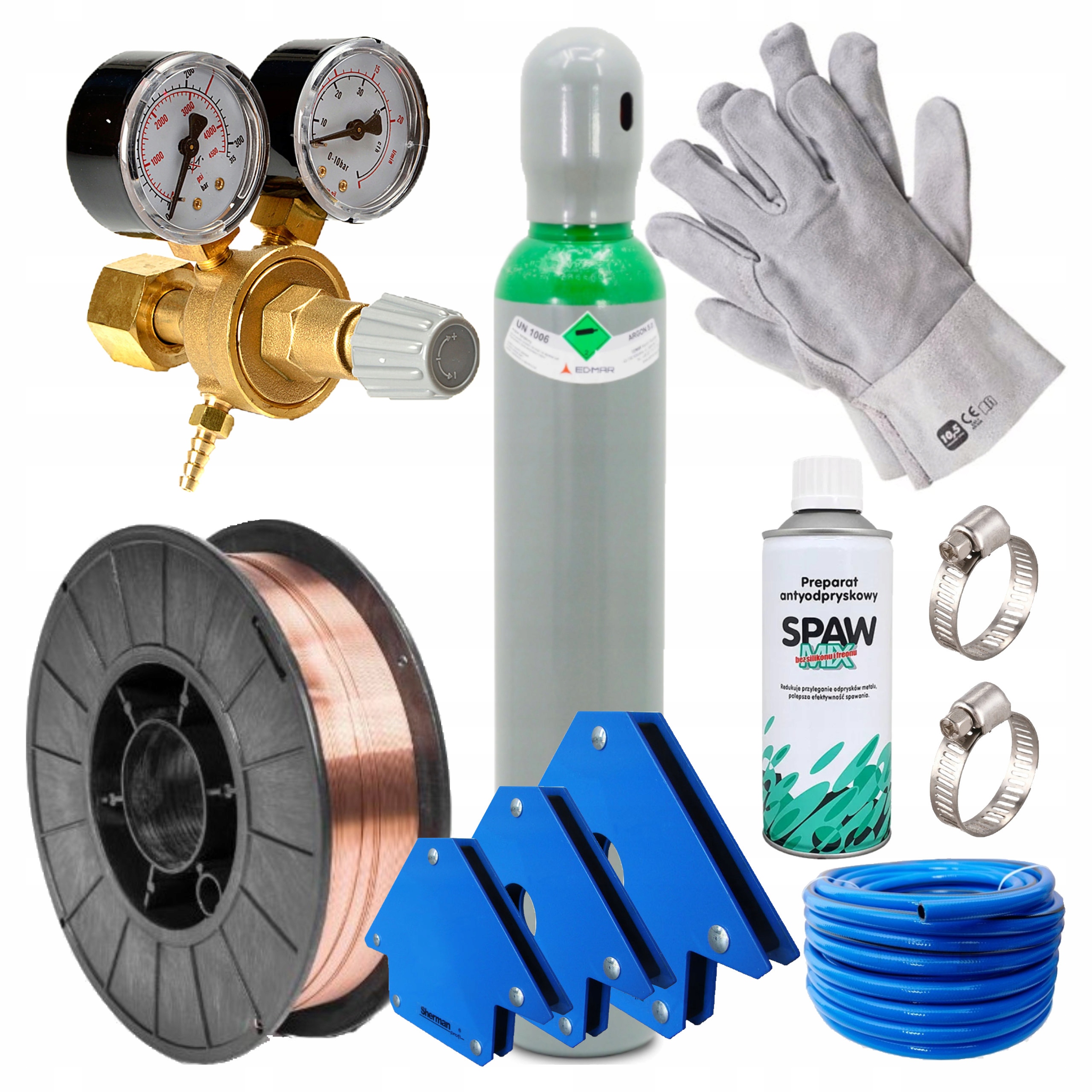 Spawarka Migomat Bester Butla Pełna Reduktor Drut Kątowniki Antyodprysk