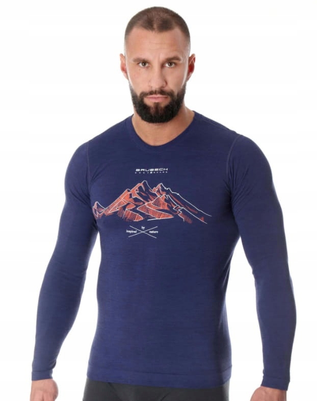 Koszulka Męska Brubeck Outdoor Wool Góry ciemnoniebieski XL