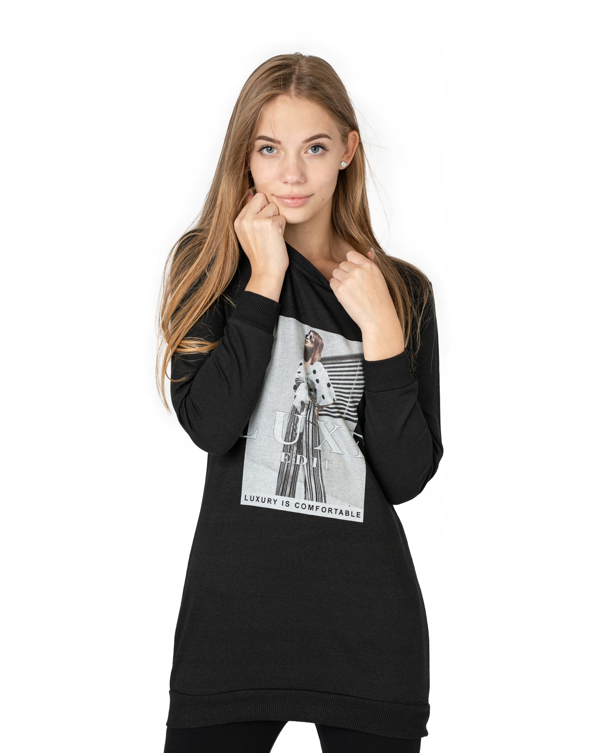 

Długa Bluza Tunika Damska Bawełniana 242-03 r M