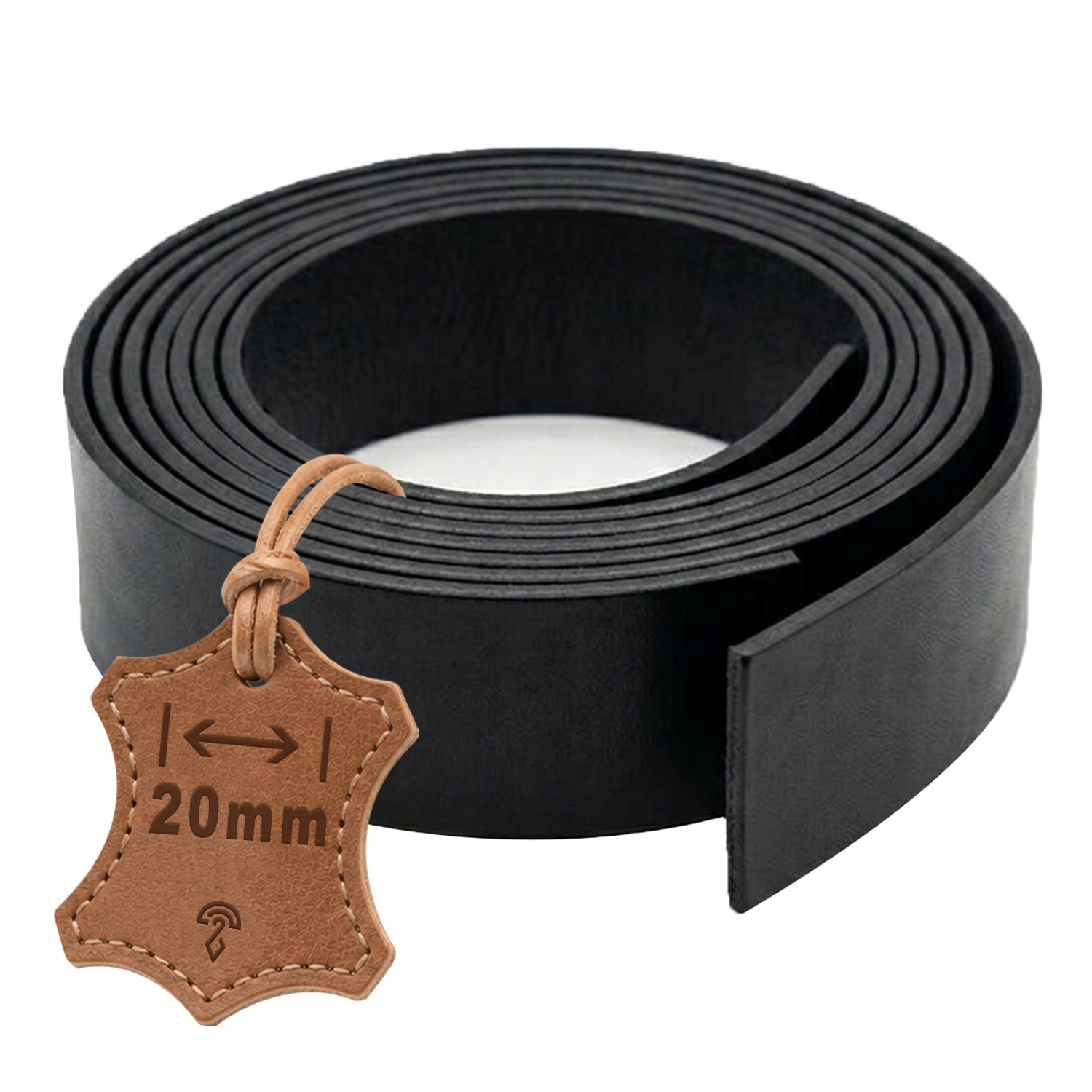 Pásek z přírodní kůže – černý – 4-4,5 mm – 20 mm