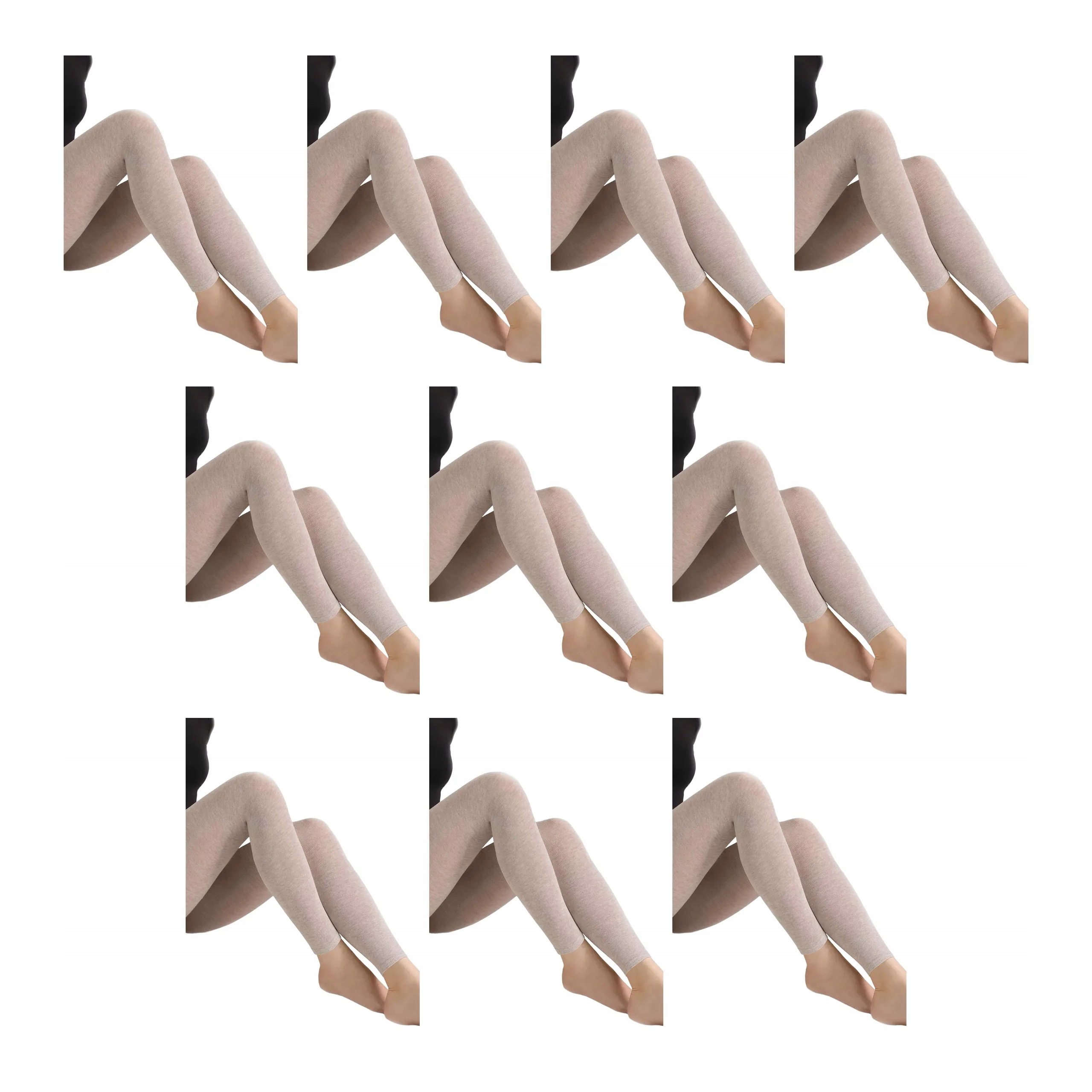 10 párů Dámské bavlněné legíny s vlnou 608 Cotton 10x Beige Melange 3-M