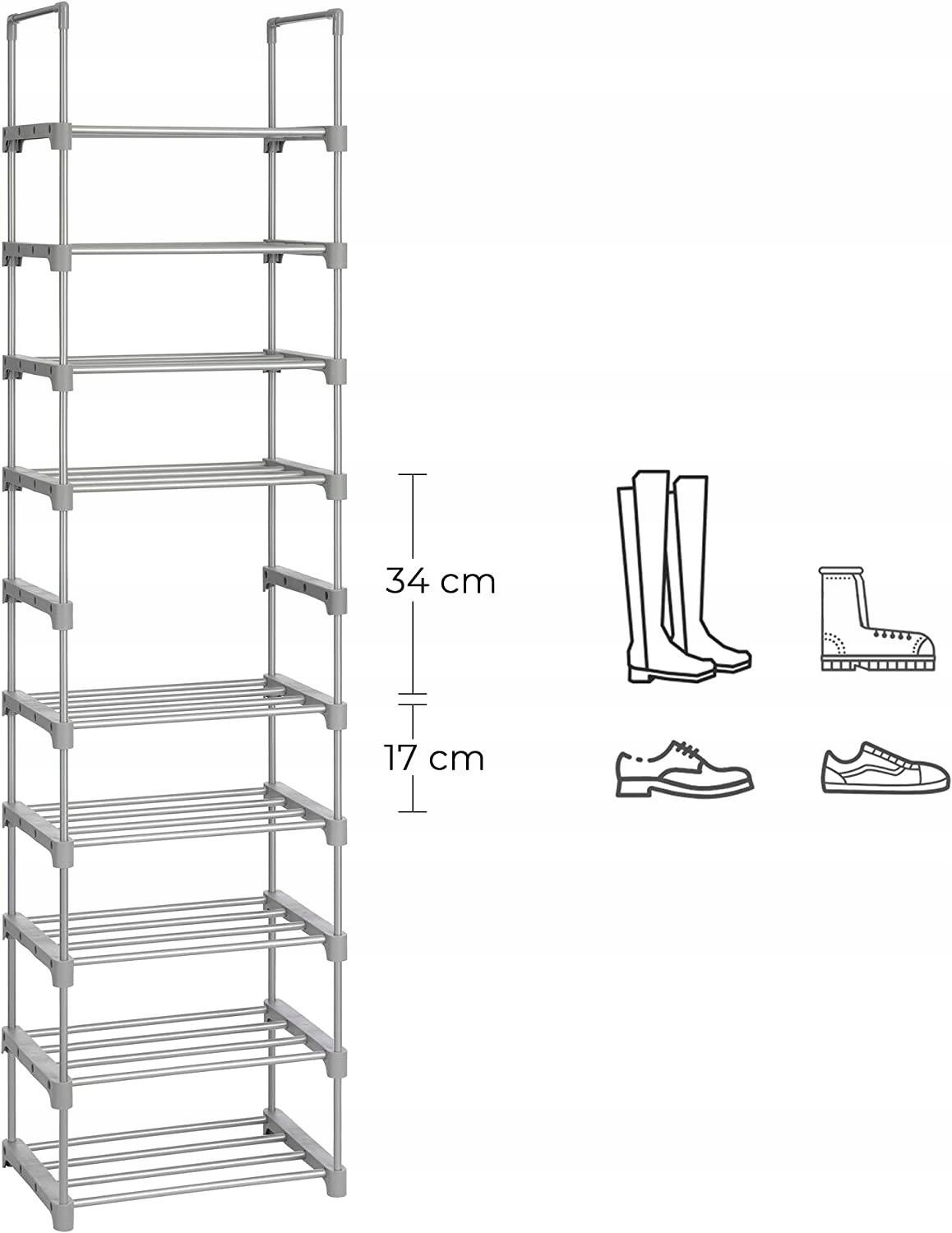 PORZĄDNY METALOWY REGAŁ PÓŁKA NA BUTY SZARA EAN (GTIN) 194343015811