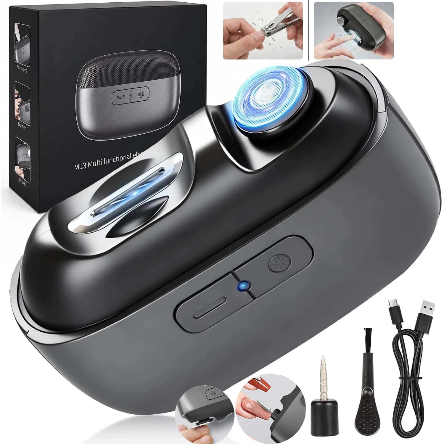 2V1 Elektrický Kleštičky Na Nehty Usb Bezpečné Automatické S Led Světlem