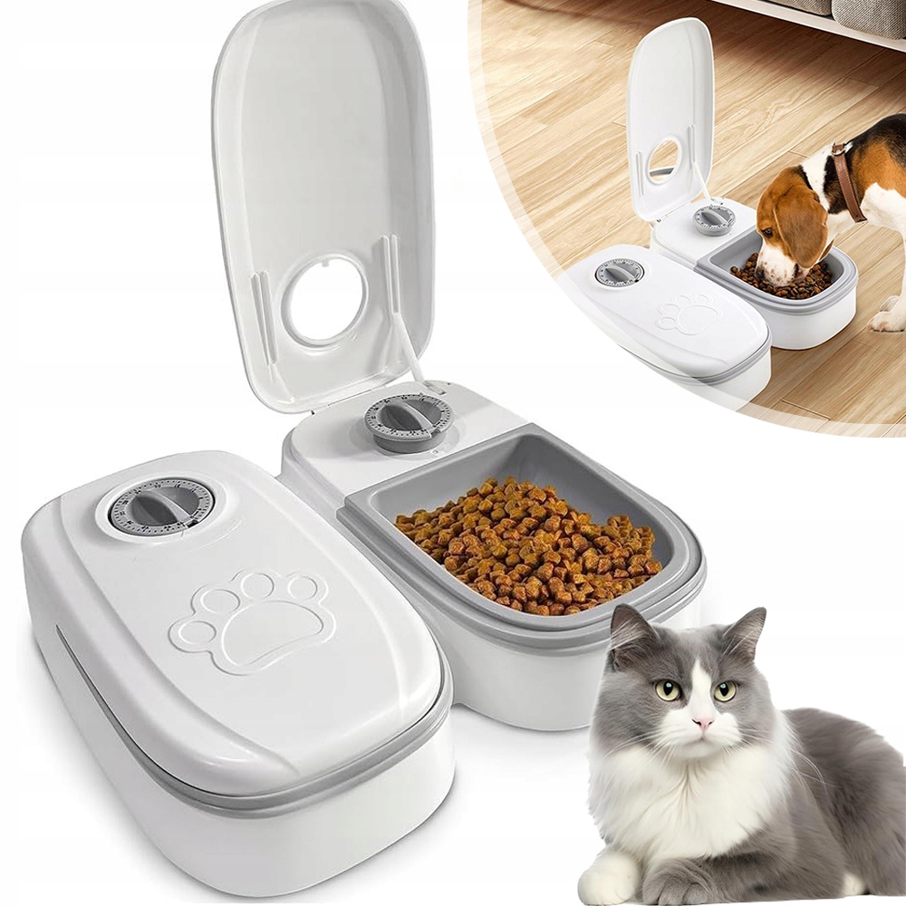 Levně Automatické krmítko pro zvířata s časovačem, Dávkovač suchého a mokrého krmiva