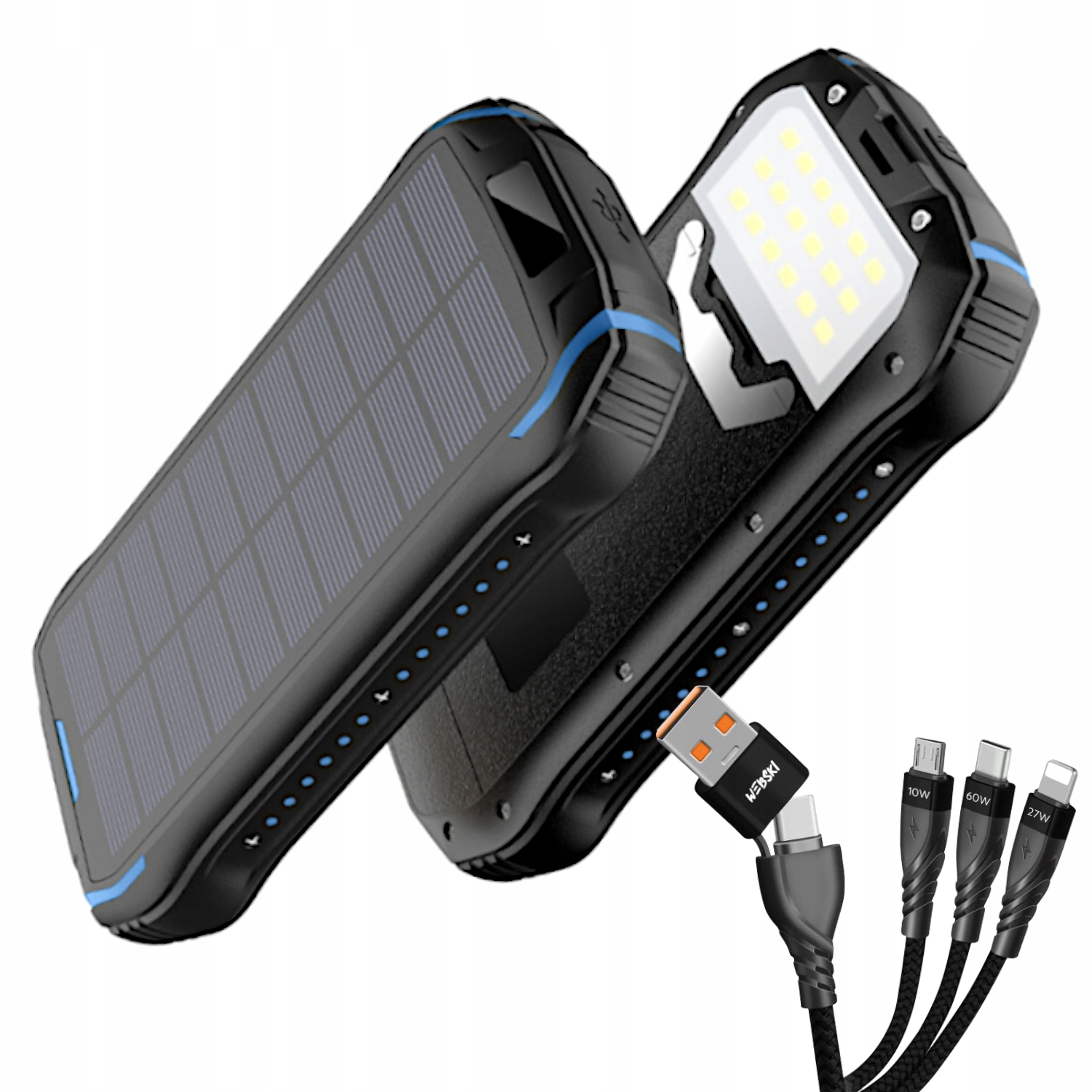 Velmi Výkonná Solární Powerbanka 33500 mAh 2X6 V 1 Indukce Silný Kabel 6 V 1