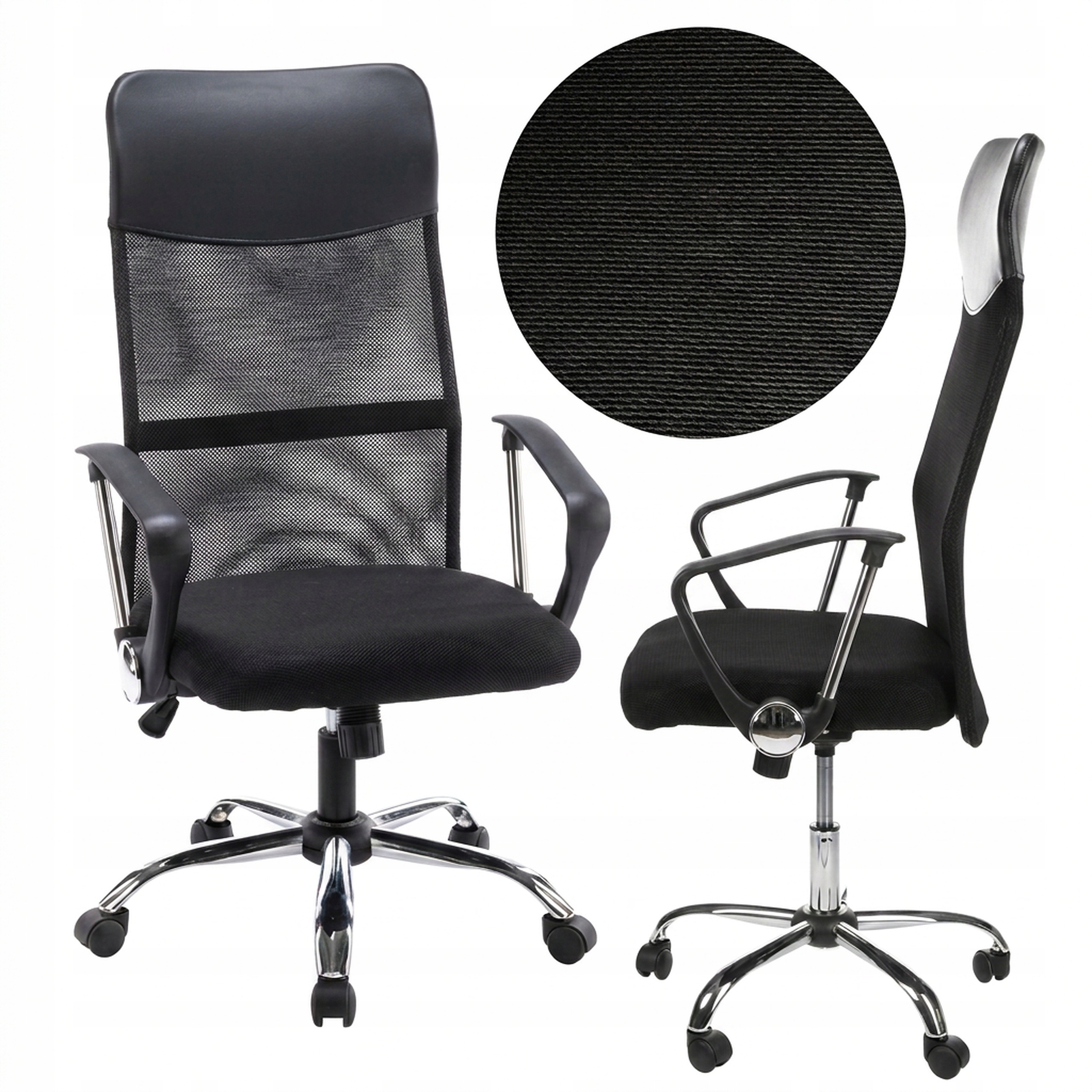 Kancelářská otočná židle Ergonomická nastavitelná černá síťka