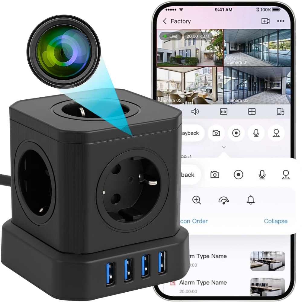 Mini Špionážní Wifi Kamera Ukrytá V Zásuvkové Liště Pro Android, Živý Náhled