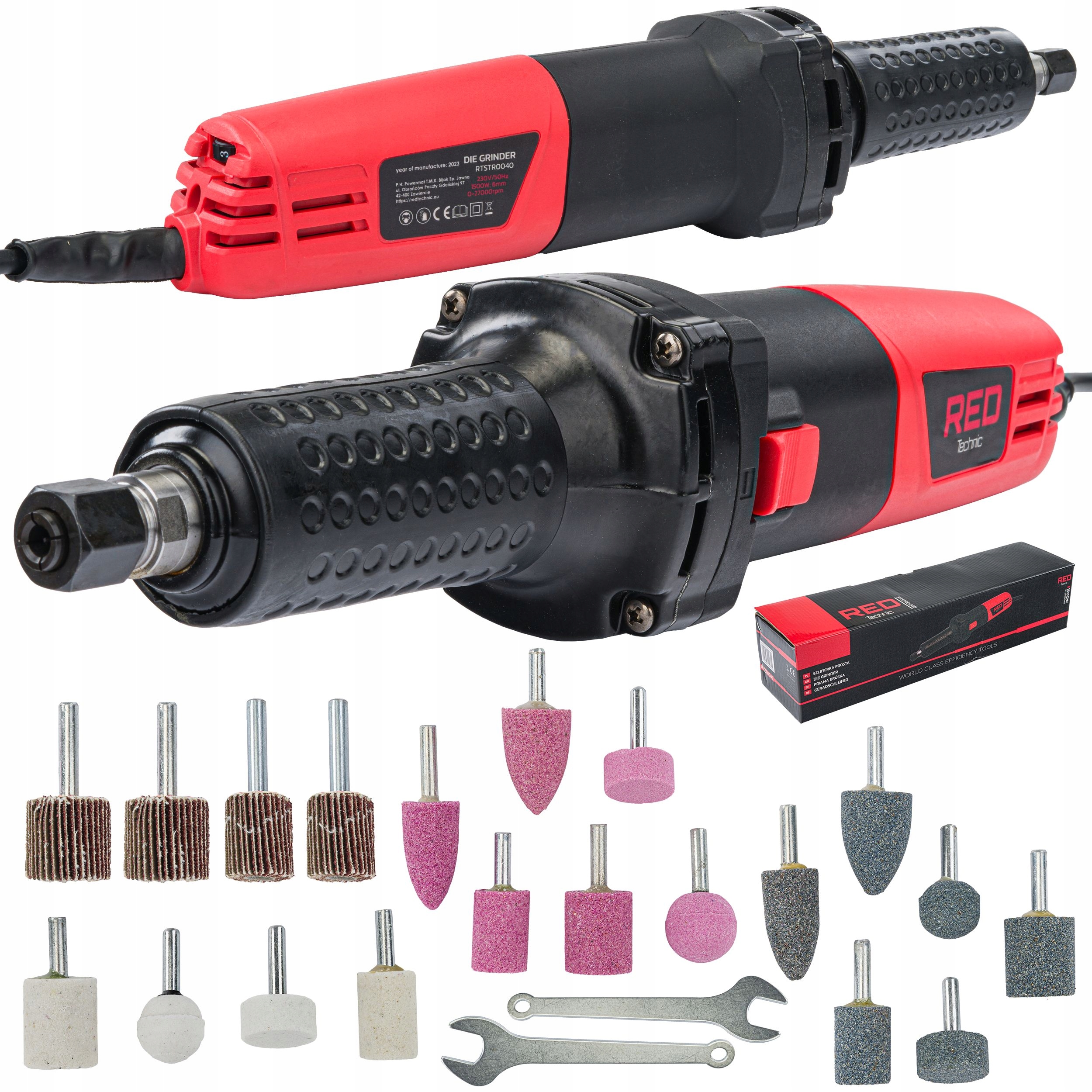 Přímá Stopková Bruska Prstová 6 MM Frézka 1500 W Regulace 27000 Ot/min