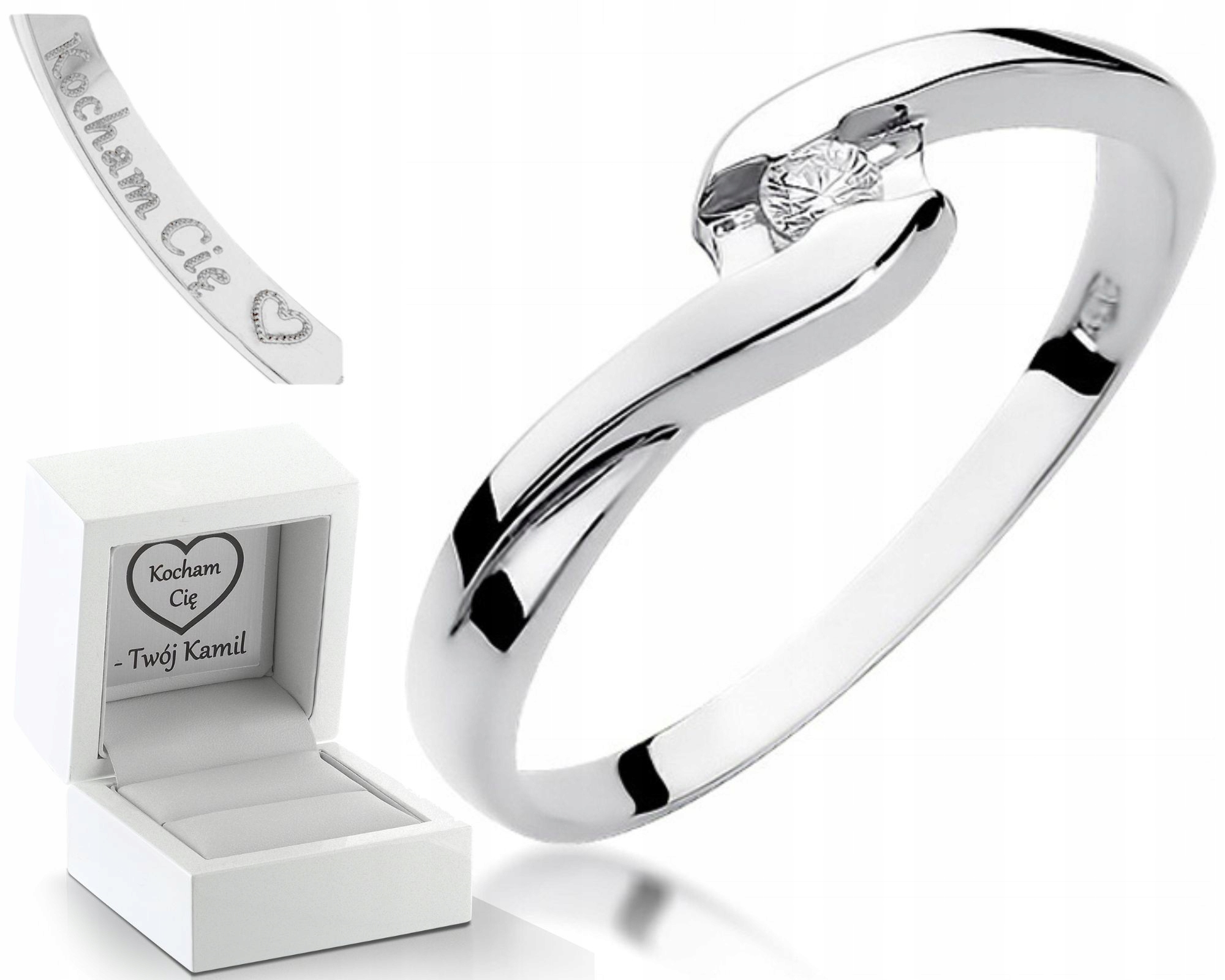 Prstýnek Briliant Bílé Zlato Gravírování Bonus 585