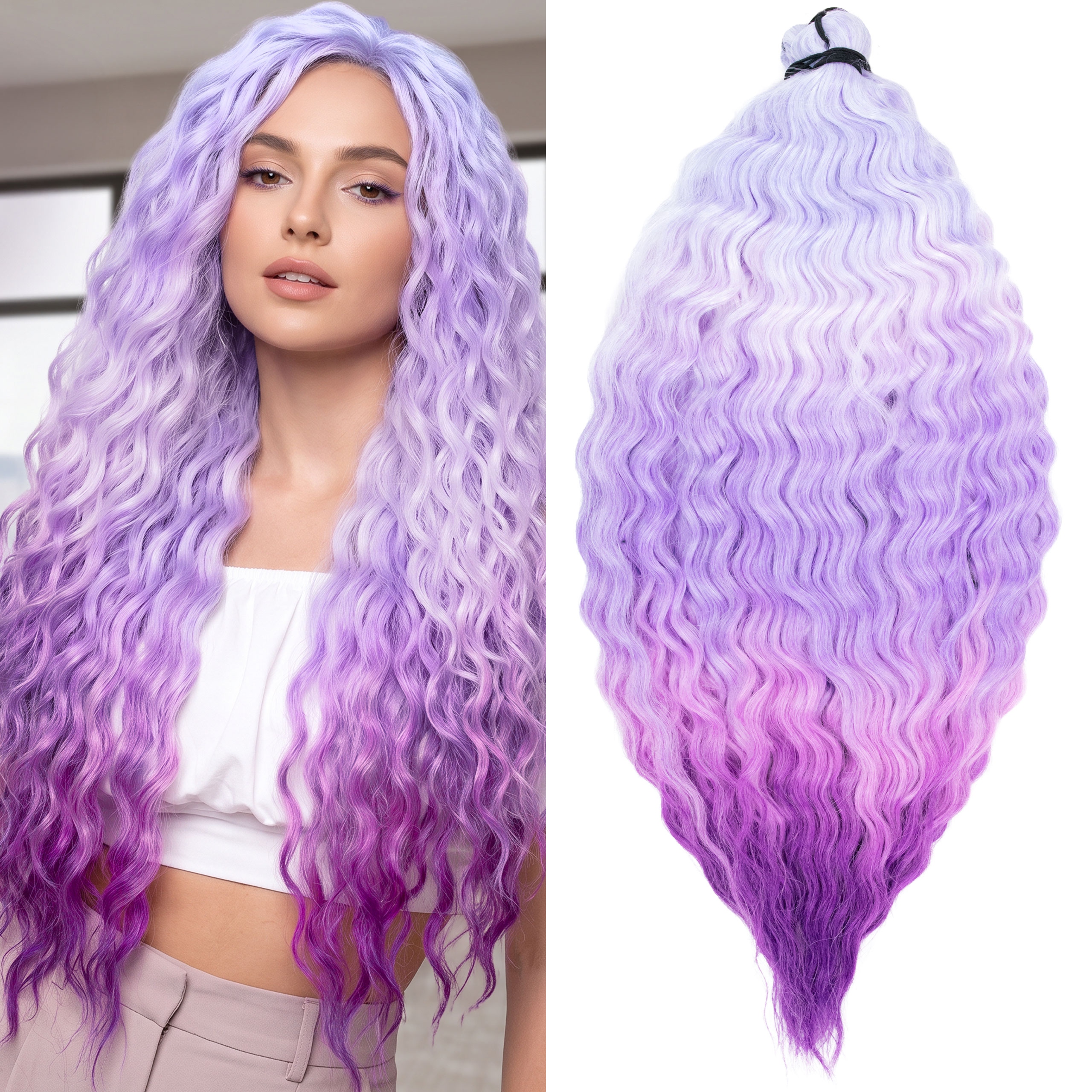 Syntetické vlasy Afroloki Ariel Polar Colors 55 cm 300 g ombre světle modrá fialová
