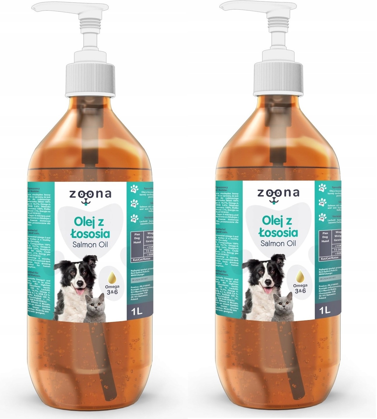 Rybí lososový olej Salmon Oil 2x1L pro psa a kočku