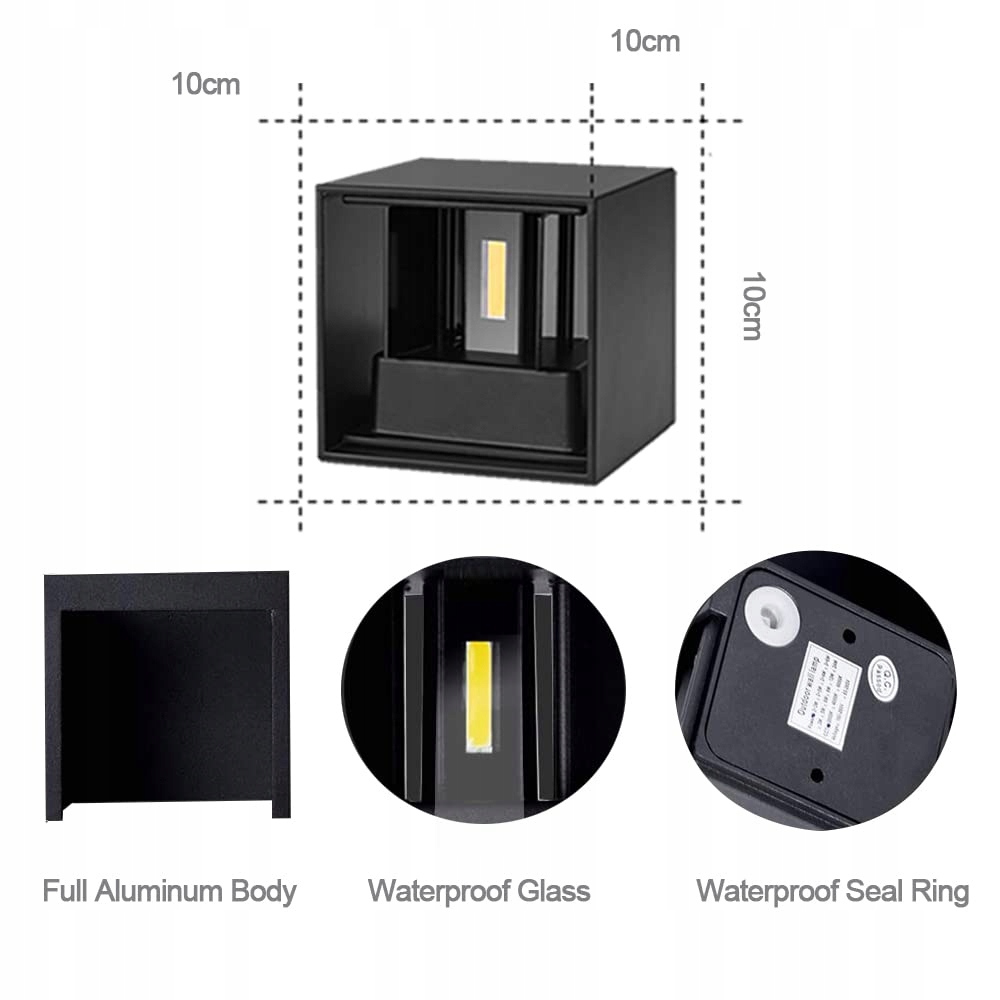 Lampa Ścienna Regulowany Kąt Ciepłe Światło Wodoodporna 12W IP65 ZHMA — miniatura 2