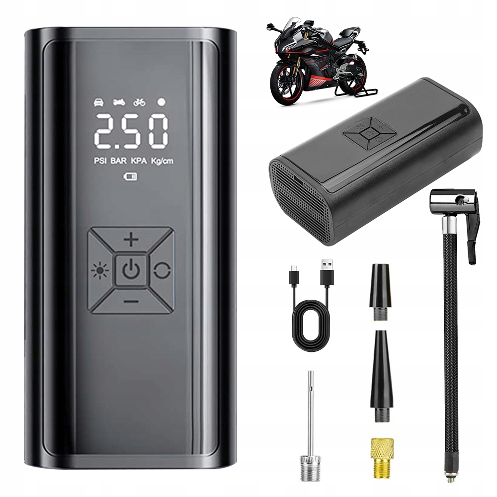 Kompresor Na Pneumatiky 150PSI Elektrický Powerbank 6000MAH Led Osvětlení