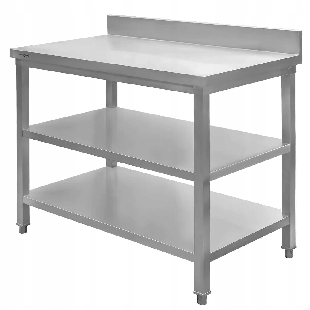 Stół roboczy GASTRONOMICZNY z 2 półkami 100x60 ze stali nierdzewnej Mega-M Stan opakowania oryginalne