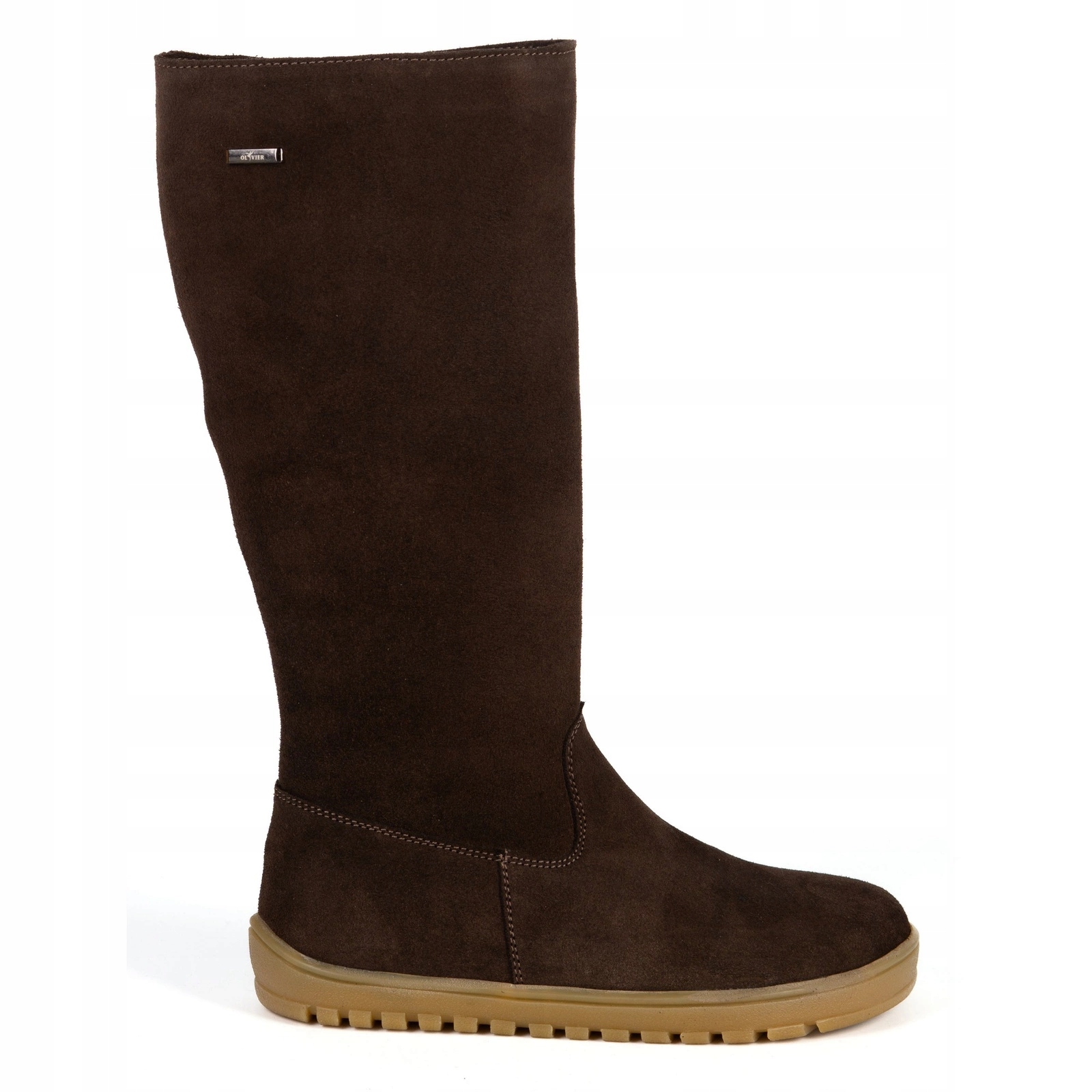 Dámské barefoot kožené kozačky Olivier Hazel, hnědý velur, velikost 43