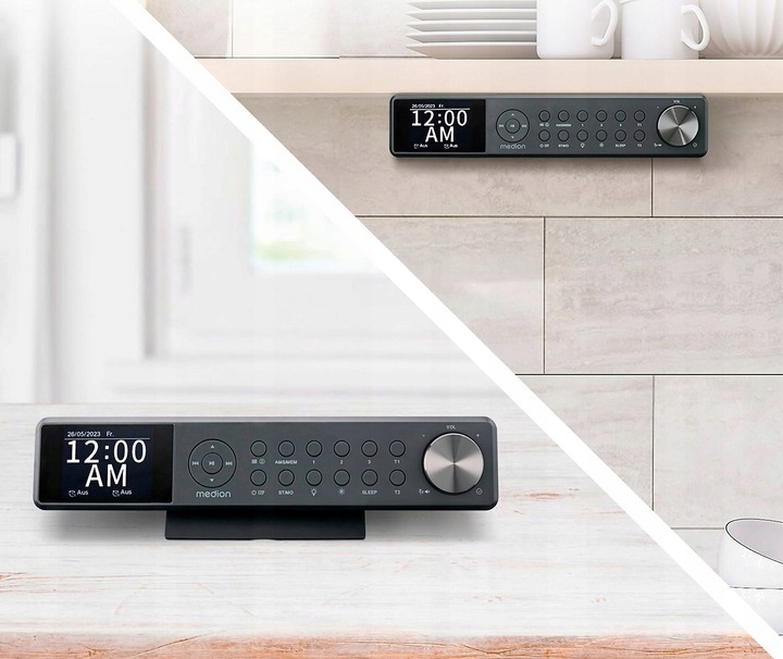 RADIO KUCHENNE CYFROWE PODWIESZANE+PILOT LED DAB+ FM BLUETOOTH TIMER BUDZIK Format wyświetlania godziny 12 h 24 h