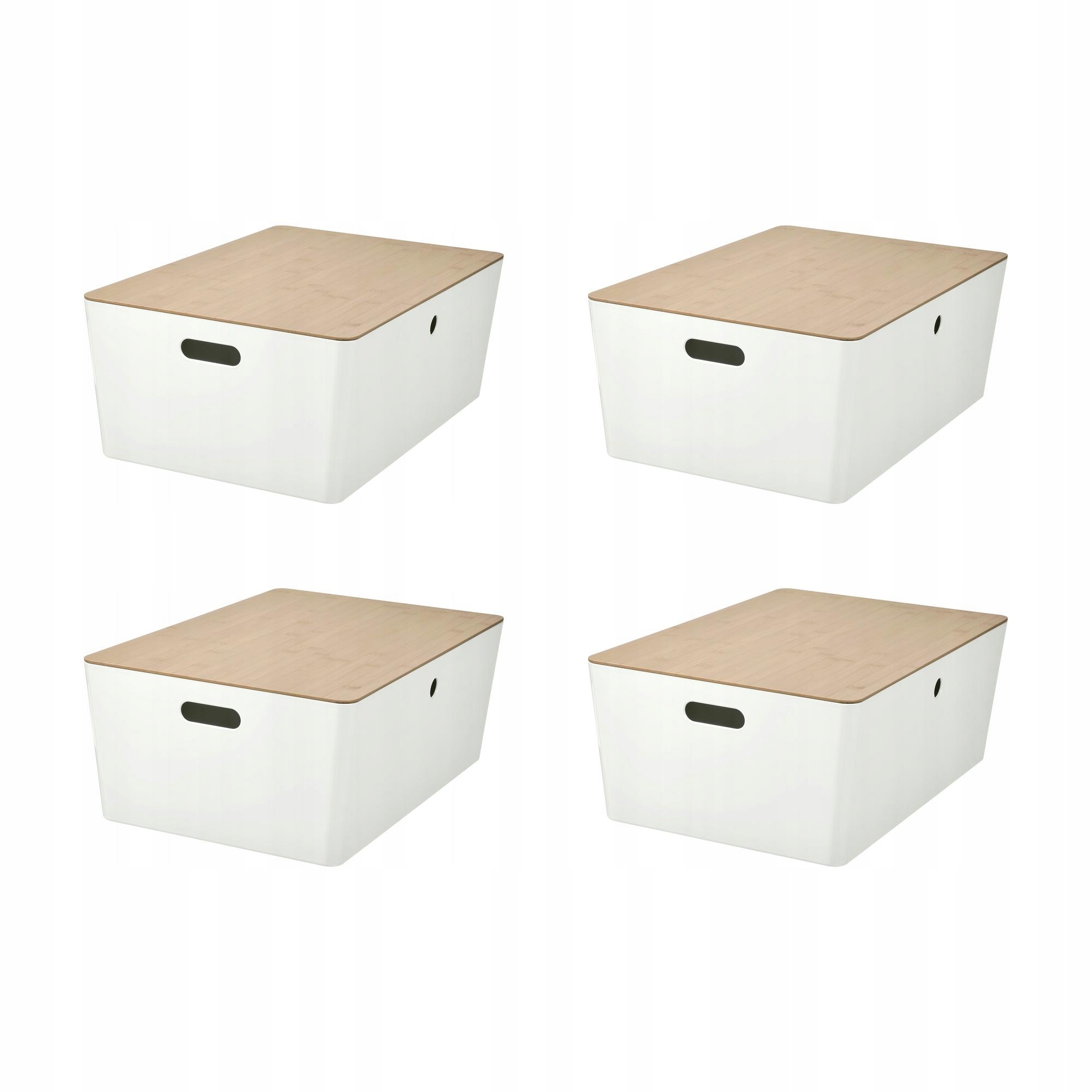 4 szt. Pojemnik Kuggis z pokrywką biały bambus 37x54x21 cm
