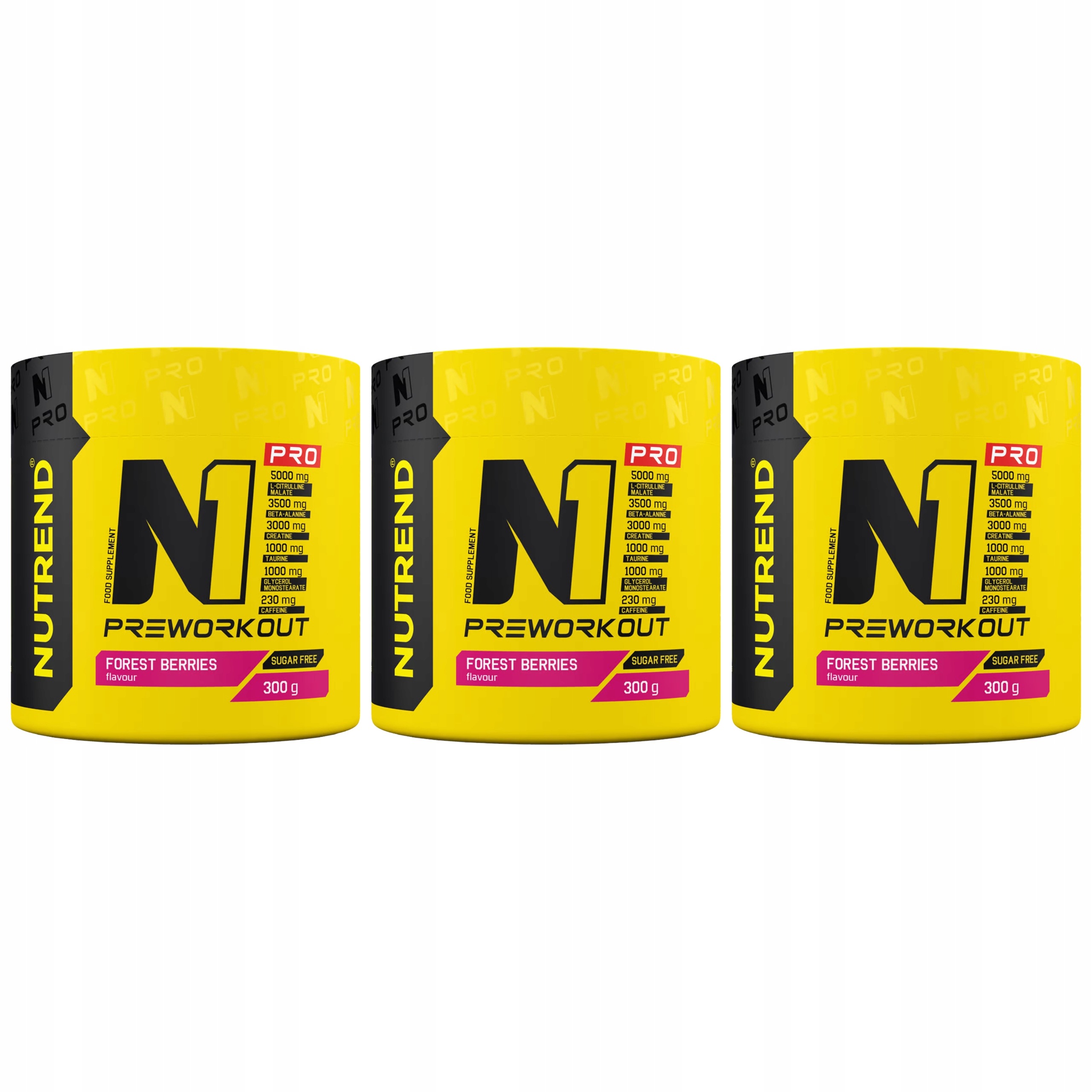 3x PreWorkout N1 Pro Energie Síla Kreatin Beta-Alanin 300 g Nutrend