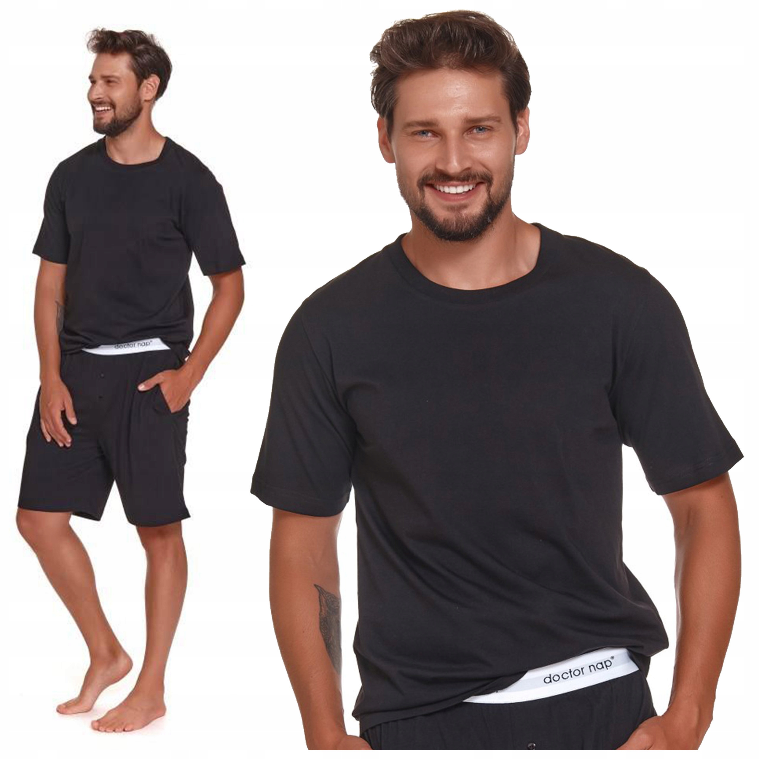 PIŻAMA MĘSKA z ozdobną gumką modne Doctor Nap