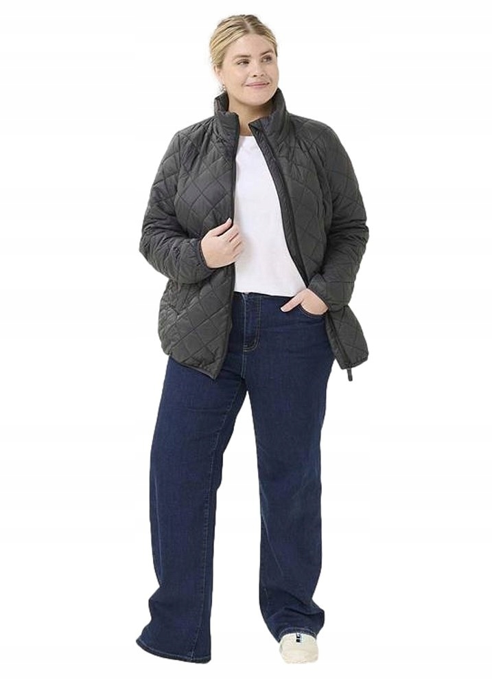 Plus Size Kaffe Módní Přechodová Černá Prošívaná Bunda K916 46