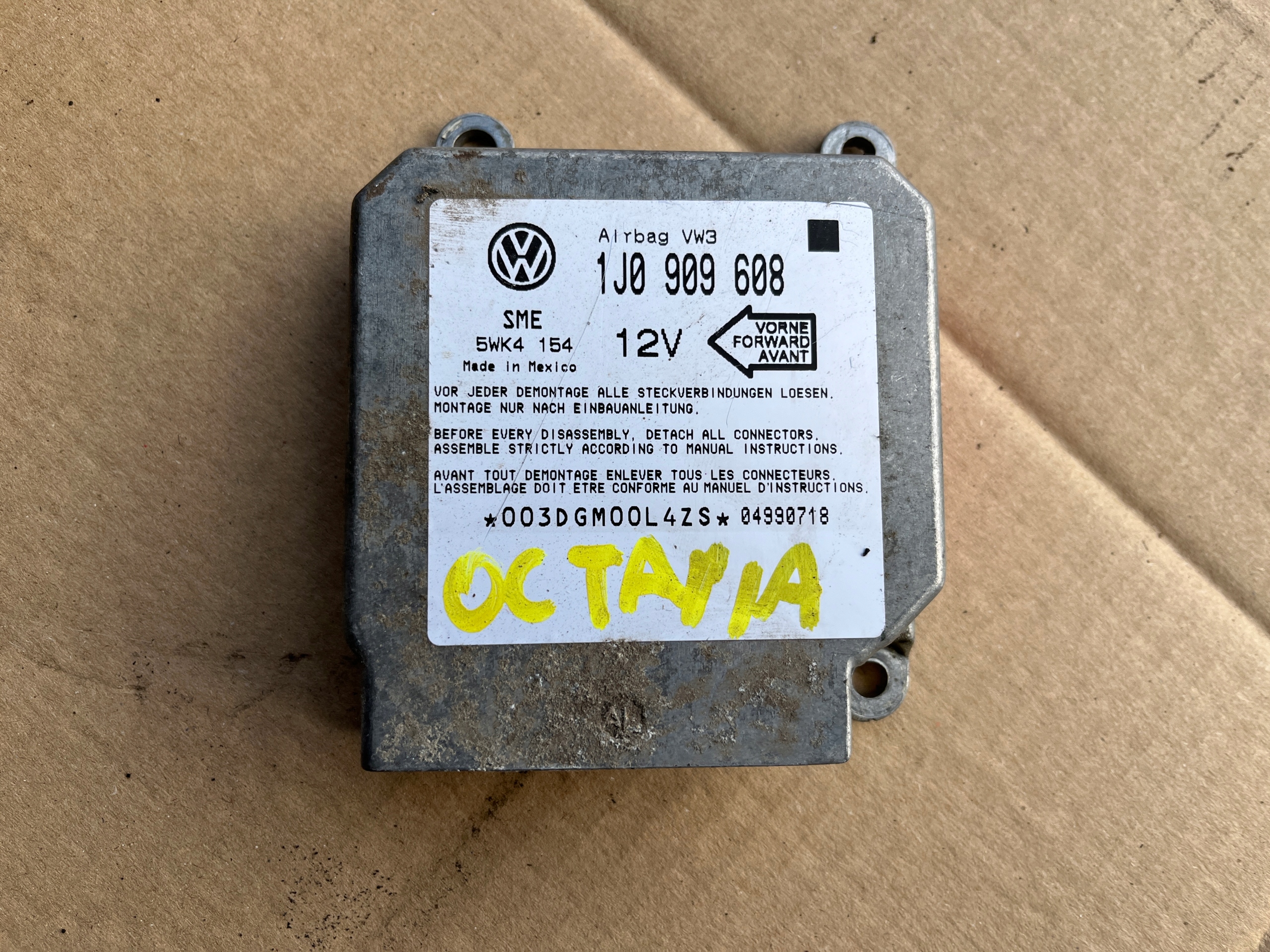 SENSOR MODUŁ AIRBAG SKODA OCTAVIA I 1995-2000 1J090608