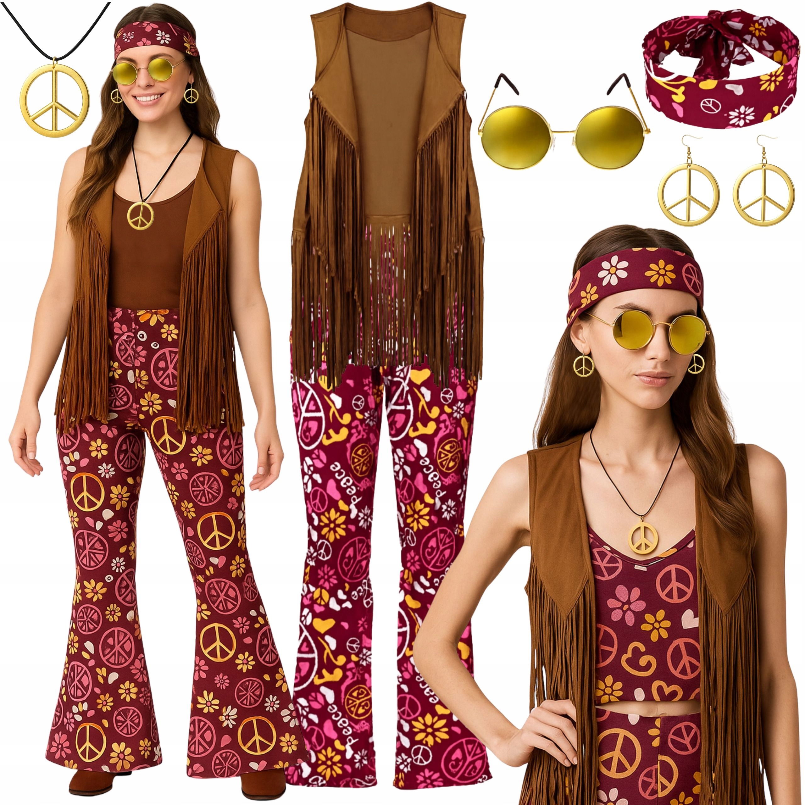 Kostým Hippie Abba Zvony Léta 60 70 80 6V1 L XL 176 182 CM