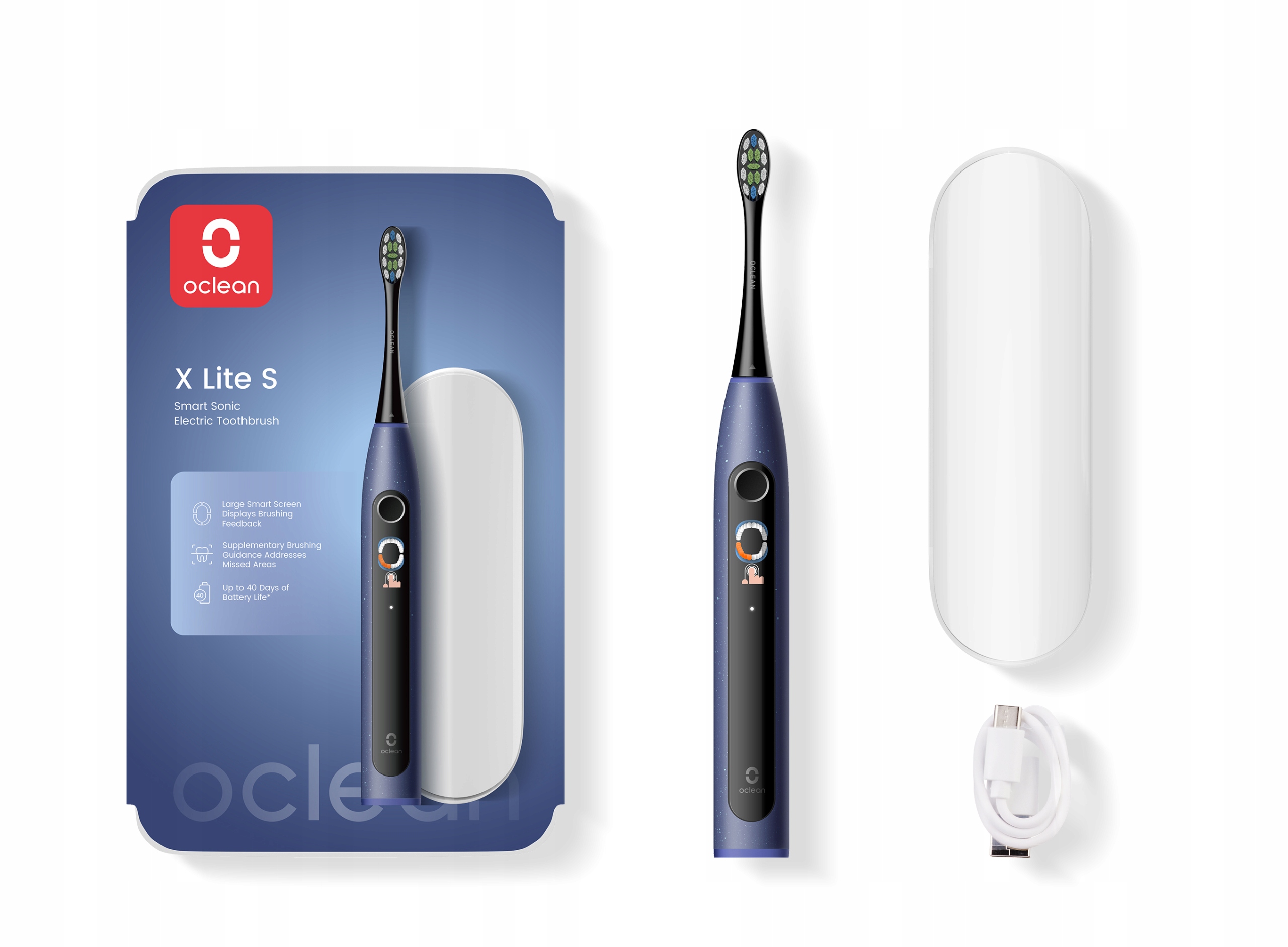 Szczoteczka soniczna Oclean X Lite S niebieska akumulatorowa z timerem