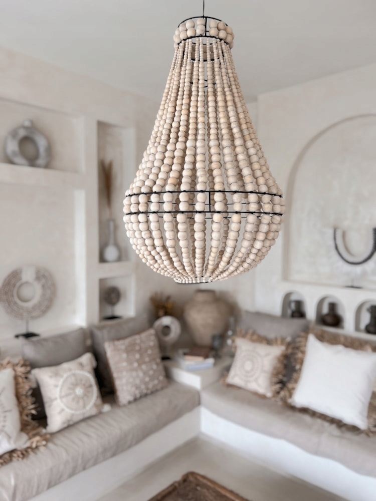 Lampa Wisząca Sufitowa Żyrandol z Drewnianych Koralików Gede 40x80