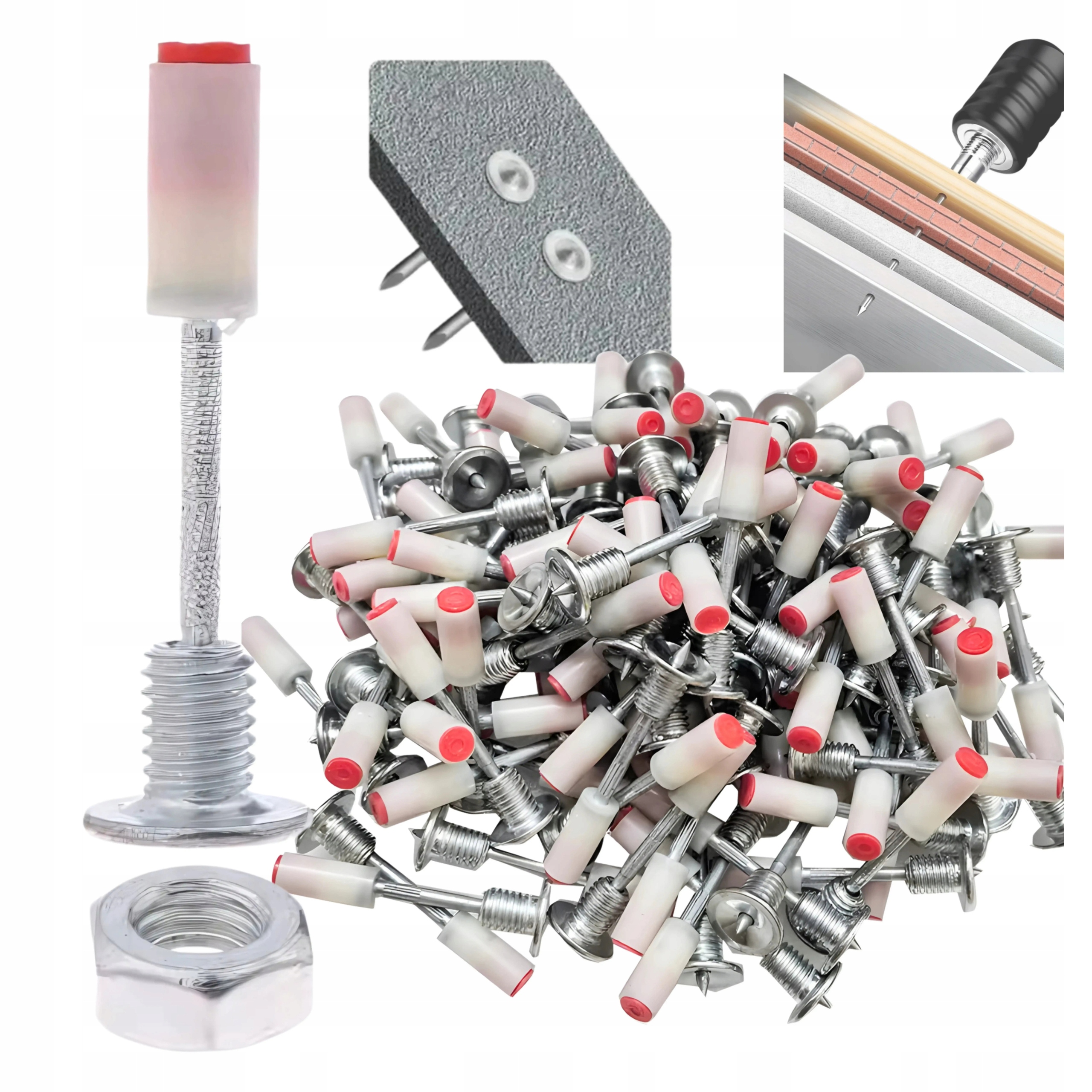 200 x Hřebíky Do Pistole Betonu Z Kovu Dřeva Pro Hřebíkovačku Matice