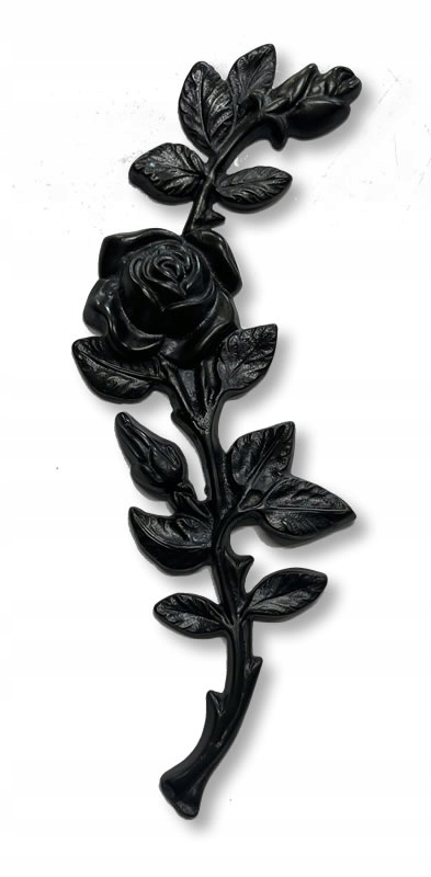 Růže větvička mosaz výška 21 cm mosazný odlitek černěný