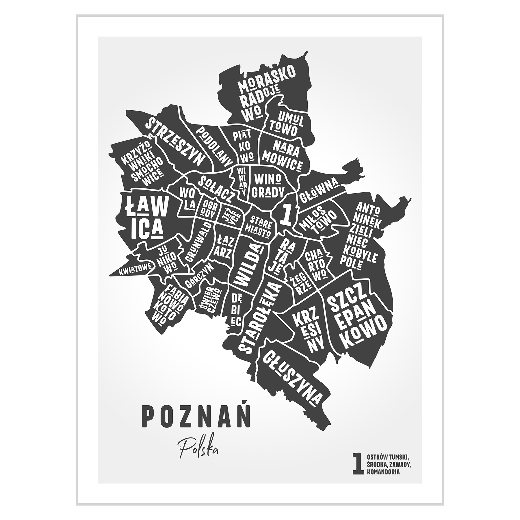 

Plakat 30x40 Mapa Poznań Dzielnice miasta