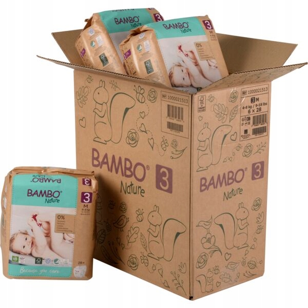 Pieluchy Pieluszki Bambo Nature 3 Midi 4-8kg, Paper Bag 28 szt.