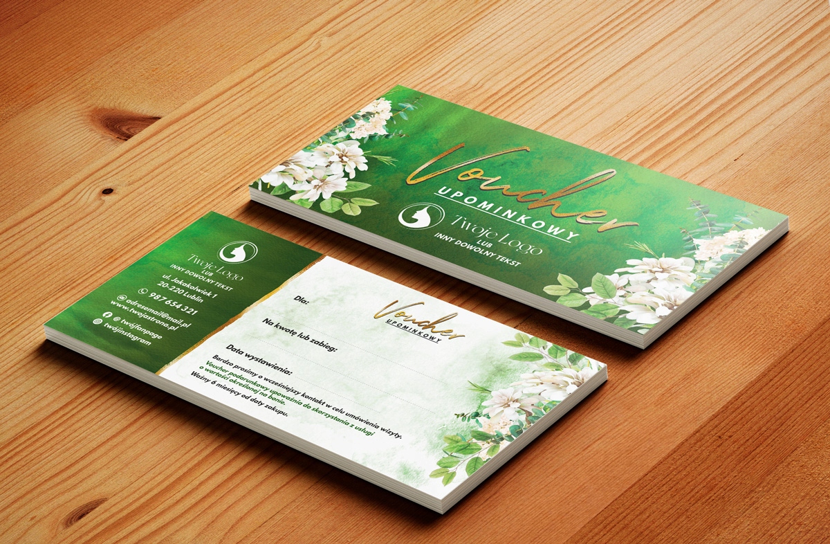 Bon VOUCHER podarunkowy DL 42 szt - GRUBY PAPIER - 350g - PROJEKT Marka inny