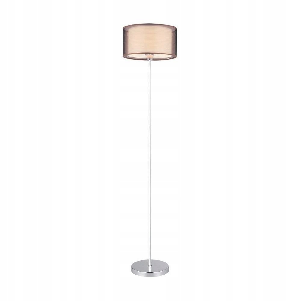 Chrómovaná podlahová lampa s hnedým tienidlom