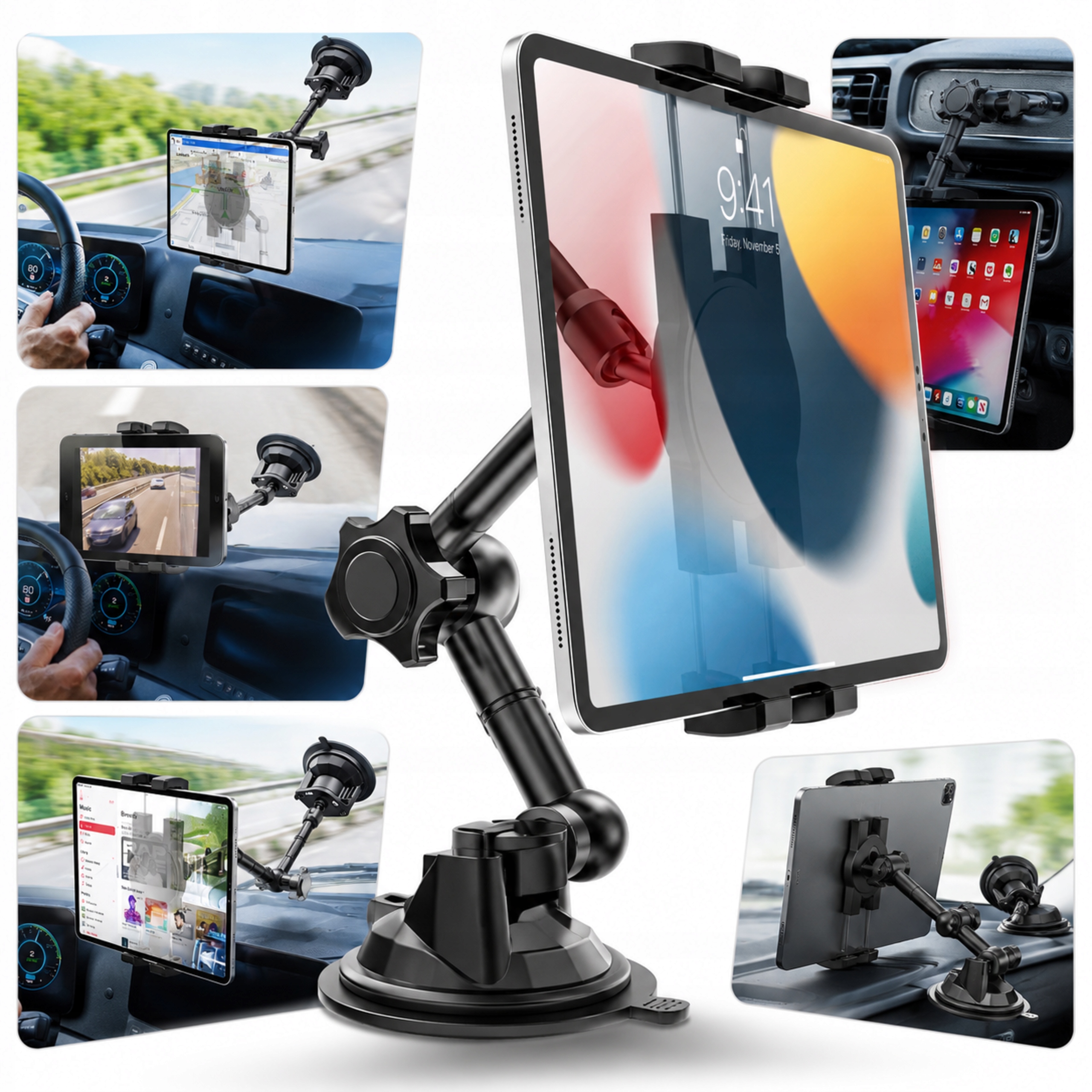 Uchwyt Samochodowy Do Tablet Telefonu Uniwersalny 4-13 Cali Przyssawka 360