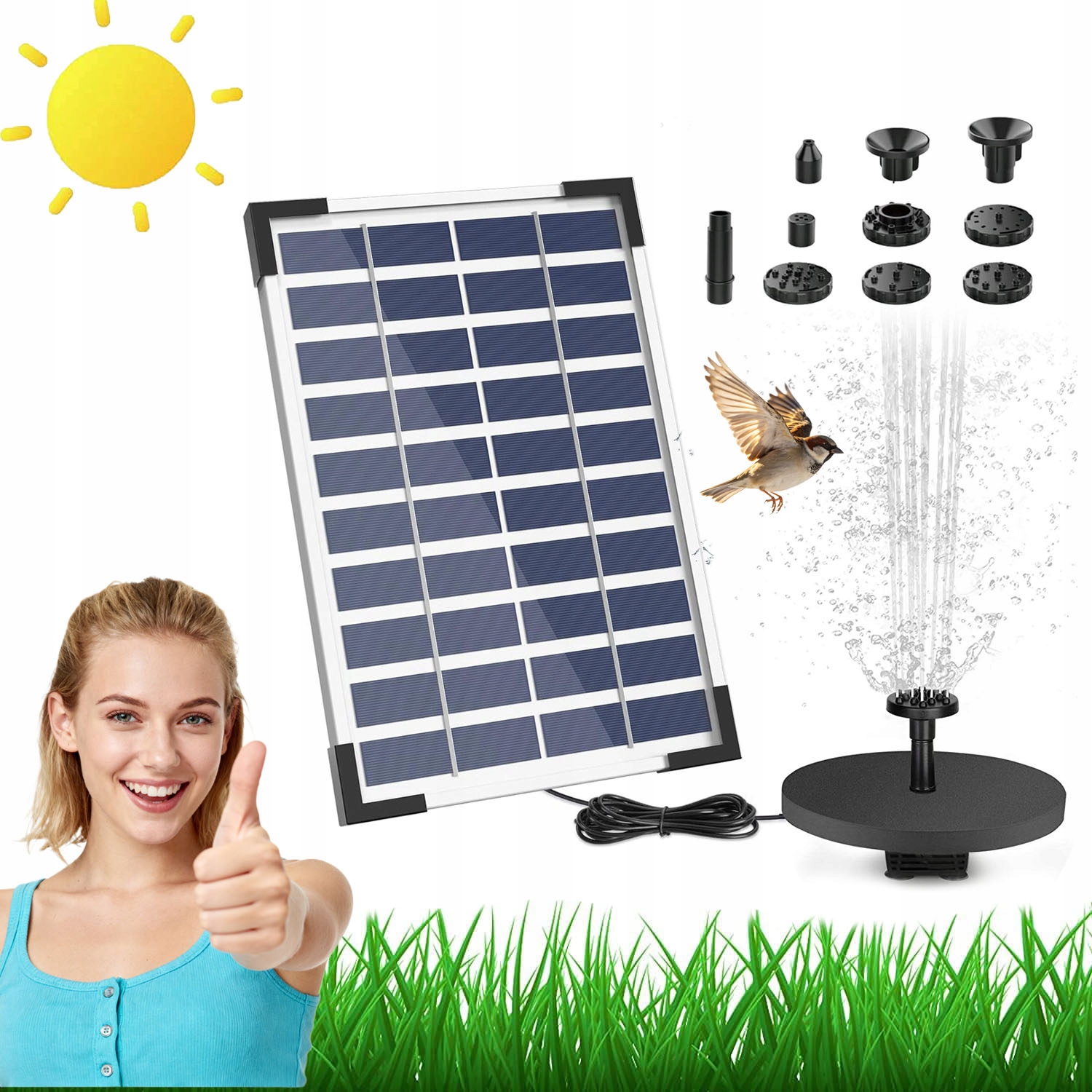 Fontána Plovoucí Pumpa Do Zahradního Jezírka 6 Stylů Filtrů