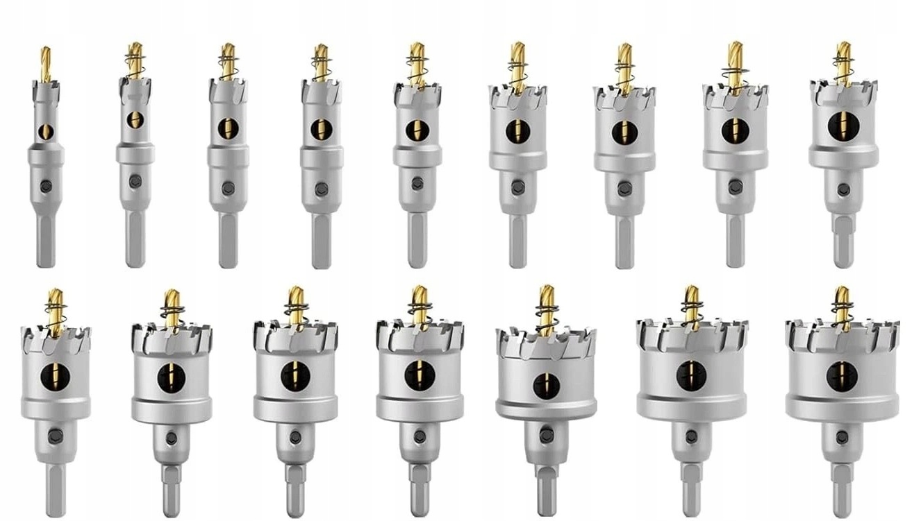 Zestaw otwornic koronowych widiowych do metalu 16 sztuk Fi 12-50