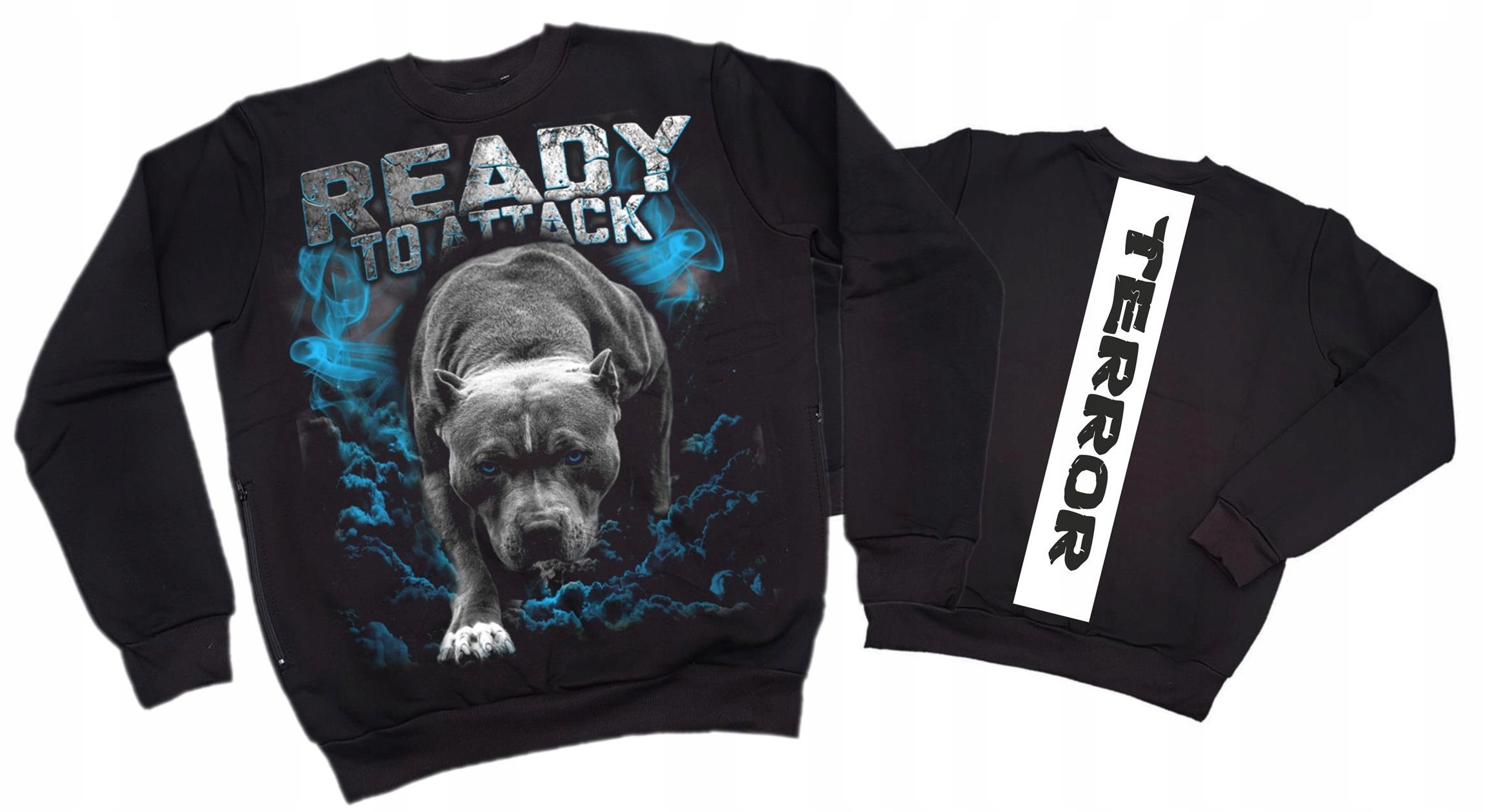 

L Bluza szyjka Ready 2 napis pies amstaff pitbul