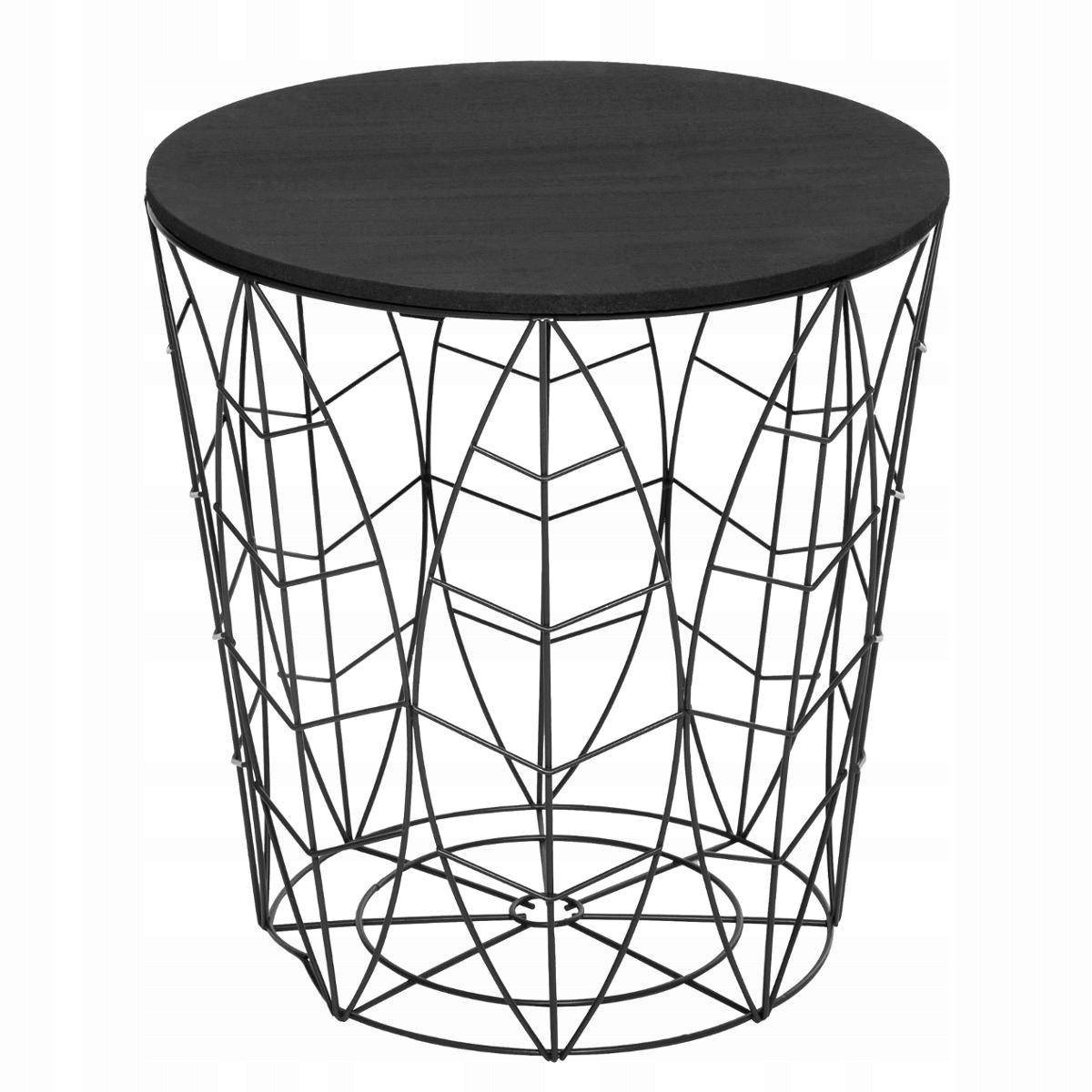 STOLIK KAWOWY DRUCIANY KUMI 40x41 cm CZARNY LIŚCIE