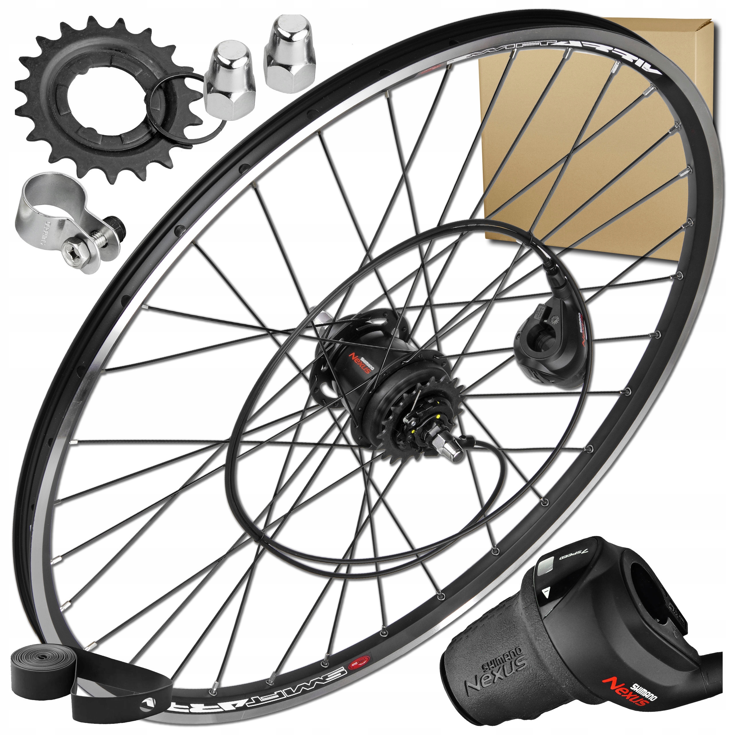Kolo 28" 622x19 Shimano Nexus 7 Rychlostních Stupňů S Manetkou Černé Nýtované