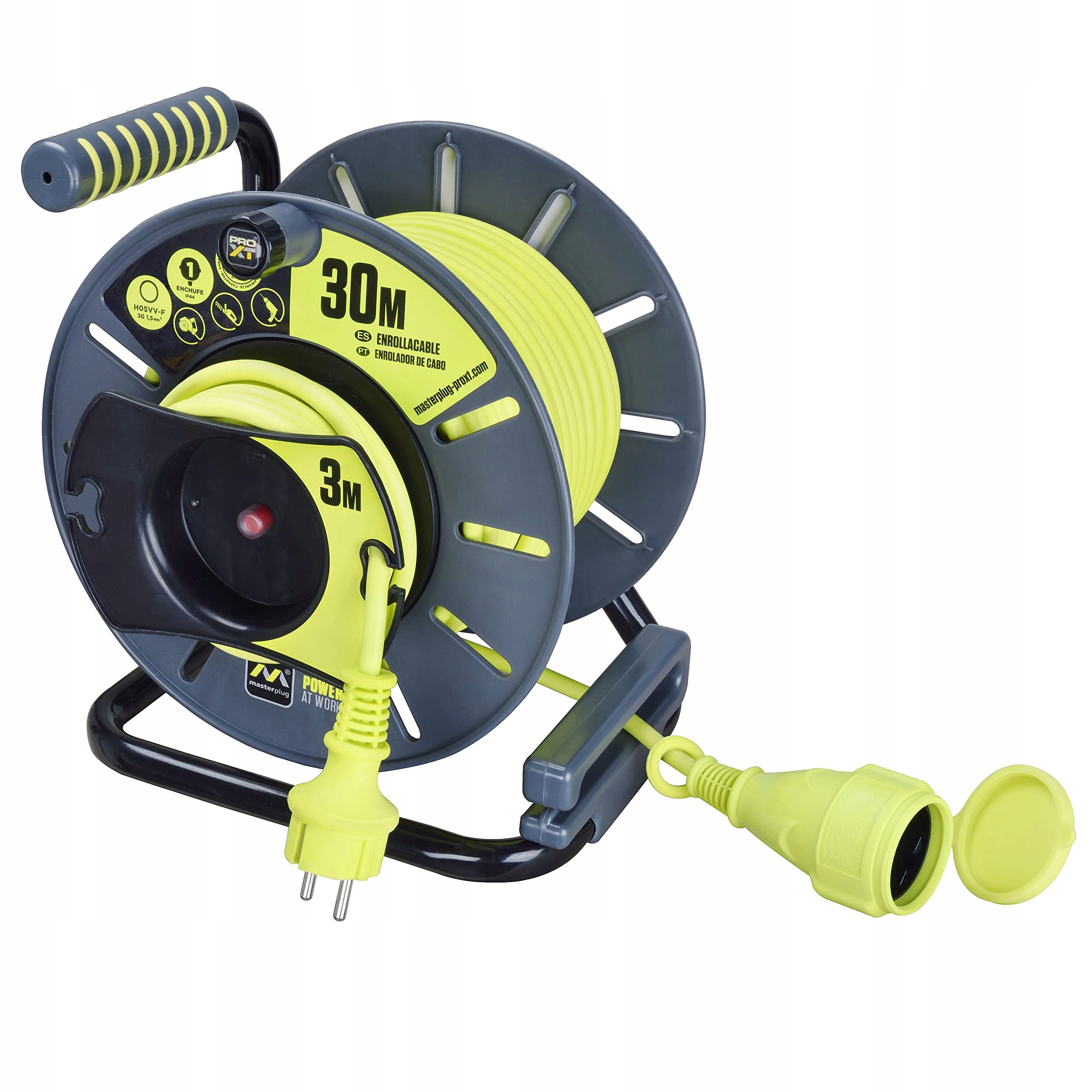 Masterplug Predlžovací kábel na bubne Pro-XT, 30 m, zelený