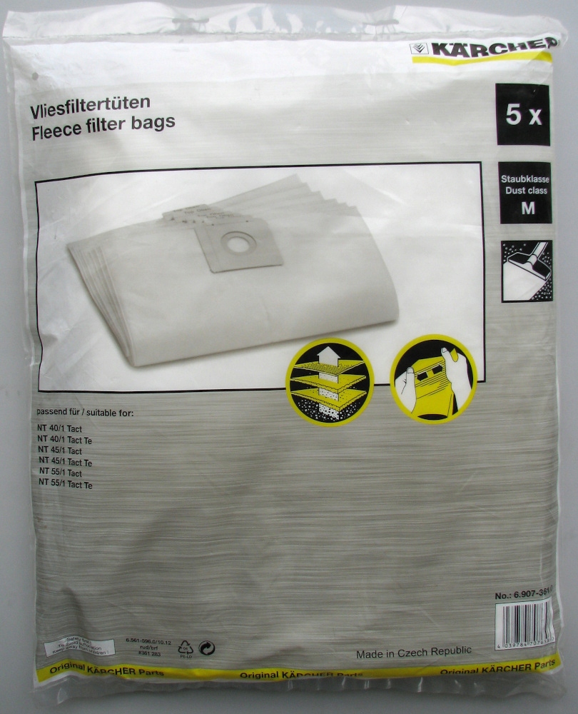Karcher worki fizelinowe do odkurzacza Nt 40/1 Nt 45/1 Nt 55/1 (5szt.)