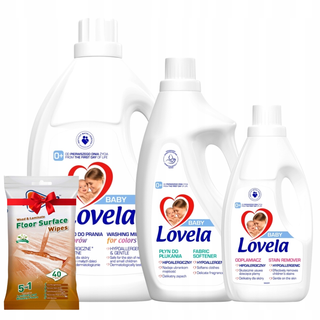 Lovela Baby Mléko na praní Barva 4,5 l, Tekutina 2 l, Odstraňovač skvrn 1 l Dárek