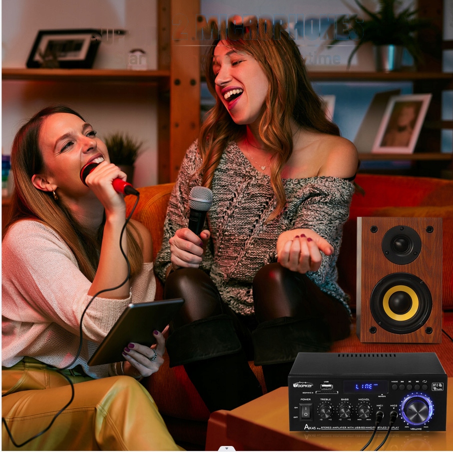 PRZENOŚNY MINI WZMACNIACZ MOCY, 2 KANAŁOWY WZMACNIACZ BLUETOOTH HIFI STEREO Kolor czarny