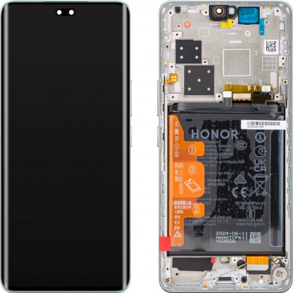 Org Wyświetlacz LCD z ramką i baterią do Honor 200 Pro (zielony)