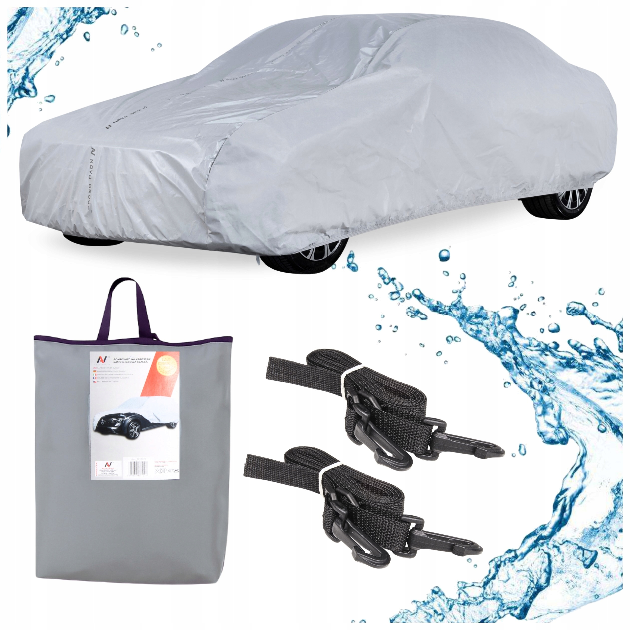 Obal na auto Krycí Plachta Auto Vodotěsný L1 Sedan Premium Pásy