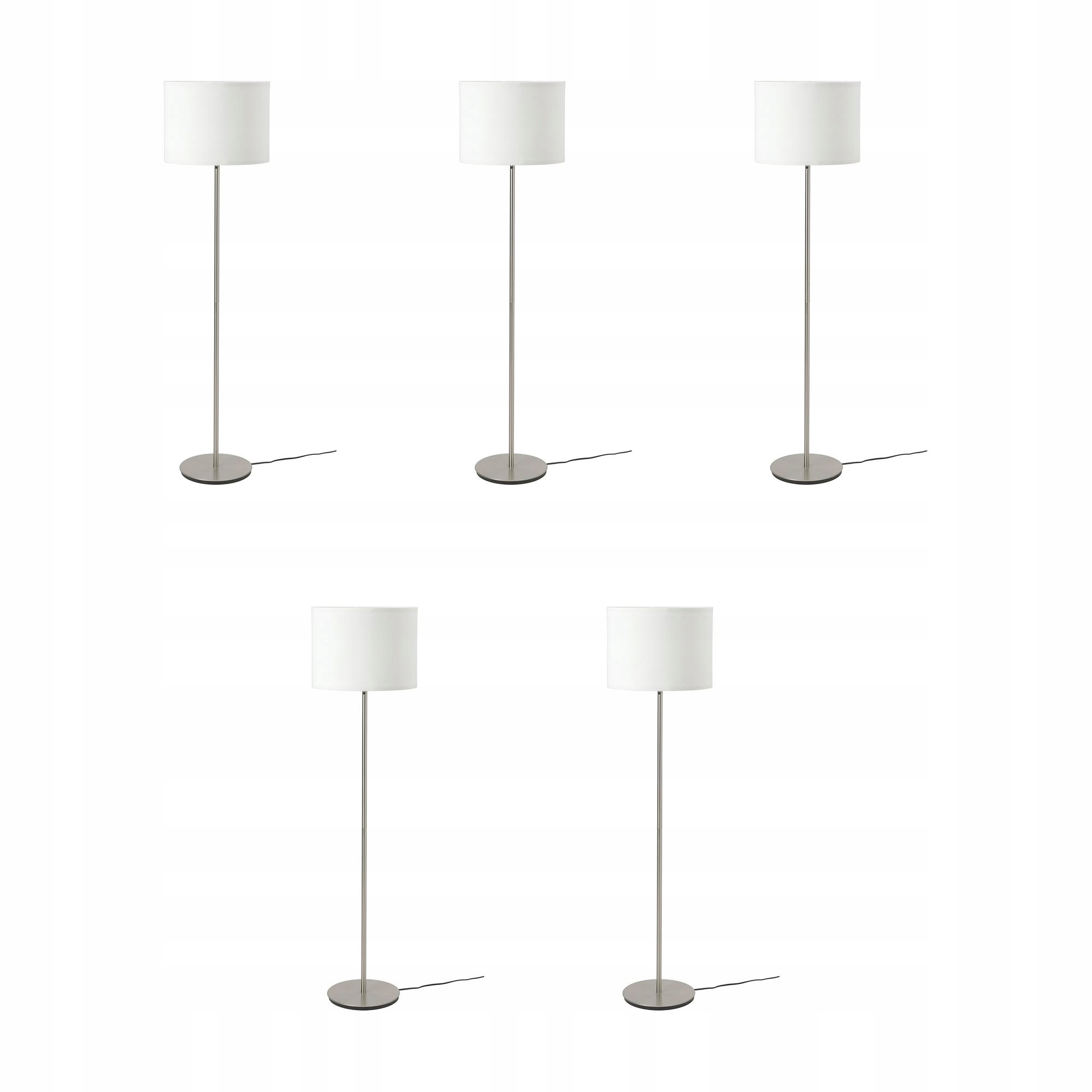 5 szt. Lampa podłogowa Ringsta Skaftet biały niklowany